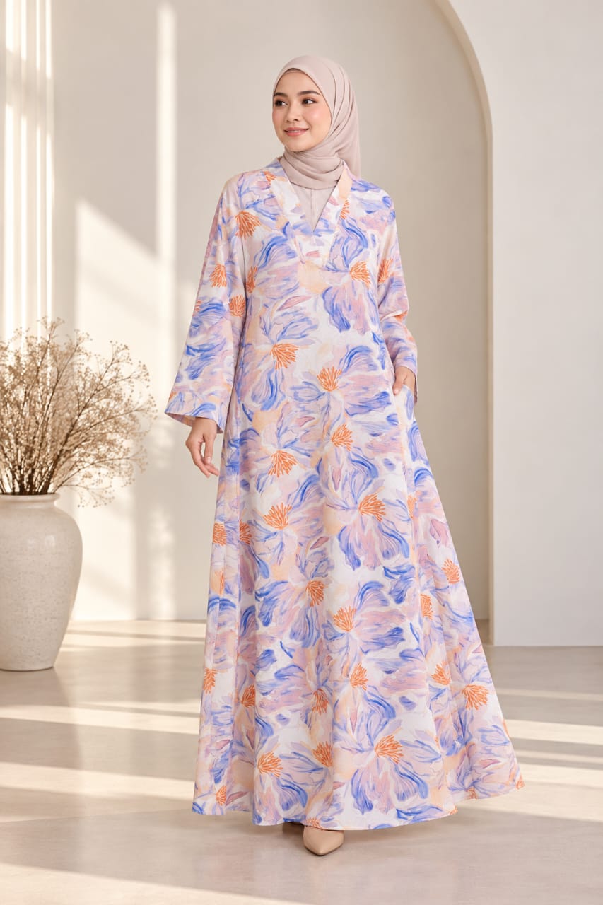 Linen Dress - White Ocean