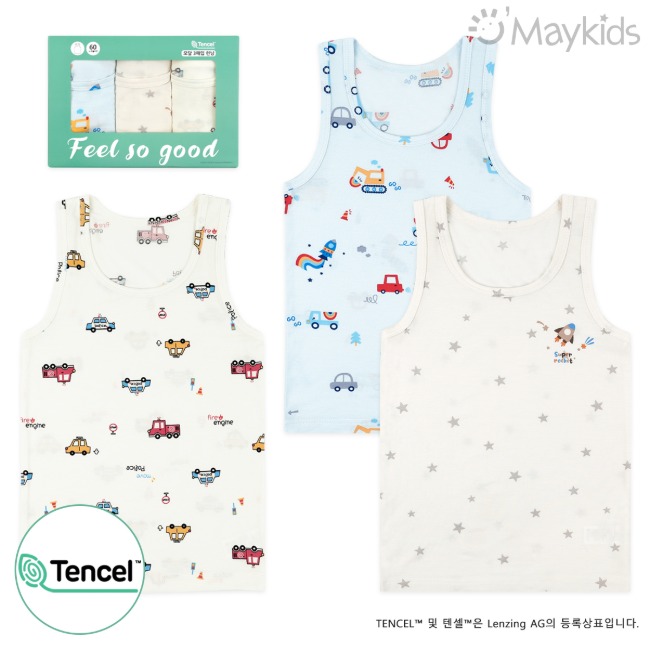 Maykids 天絲內衣三件裝 (夢想車車出動)