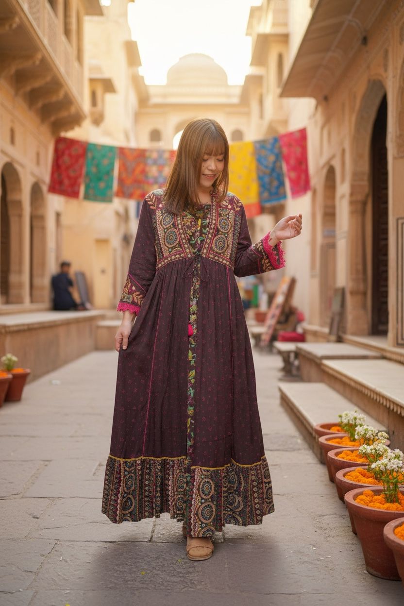 1663 Brown X Purple Mandala Set of 2 Sleeveless OP+Outer