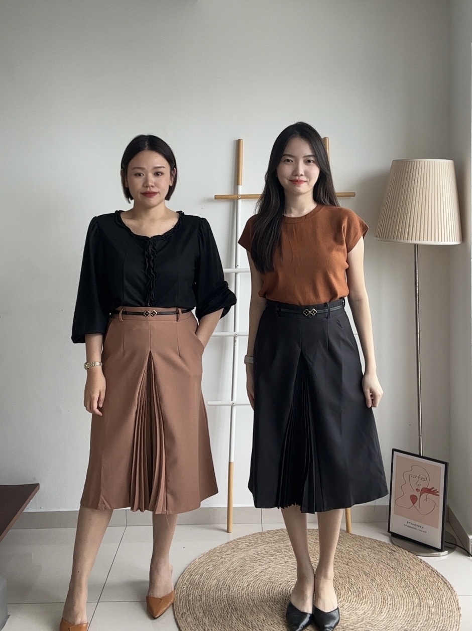 S1851 A Line Mid Skirt - 3 Colors 