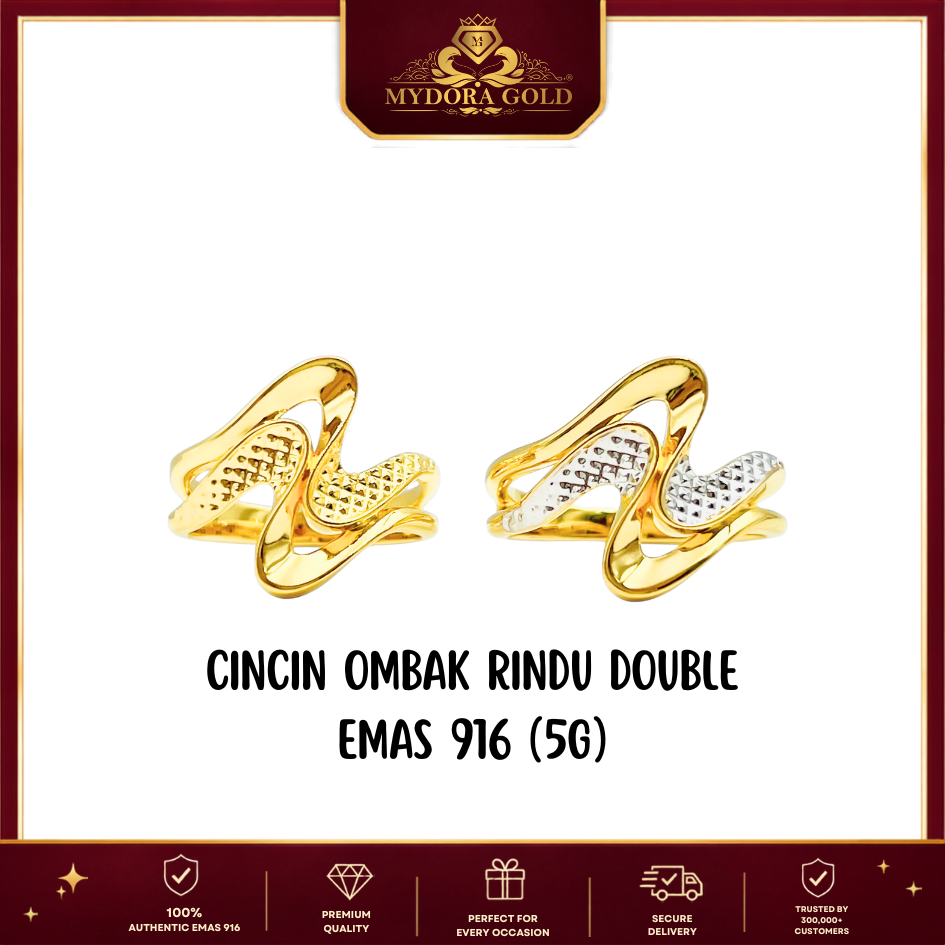 MYDORA Cincin Ombak Rindu Double (5G) l EMAS 916/22K