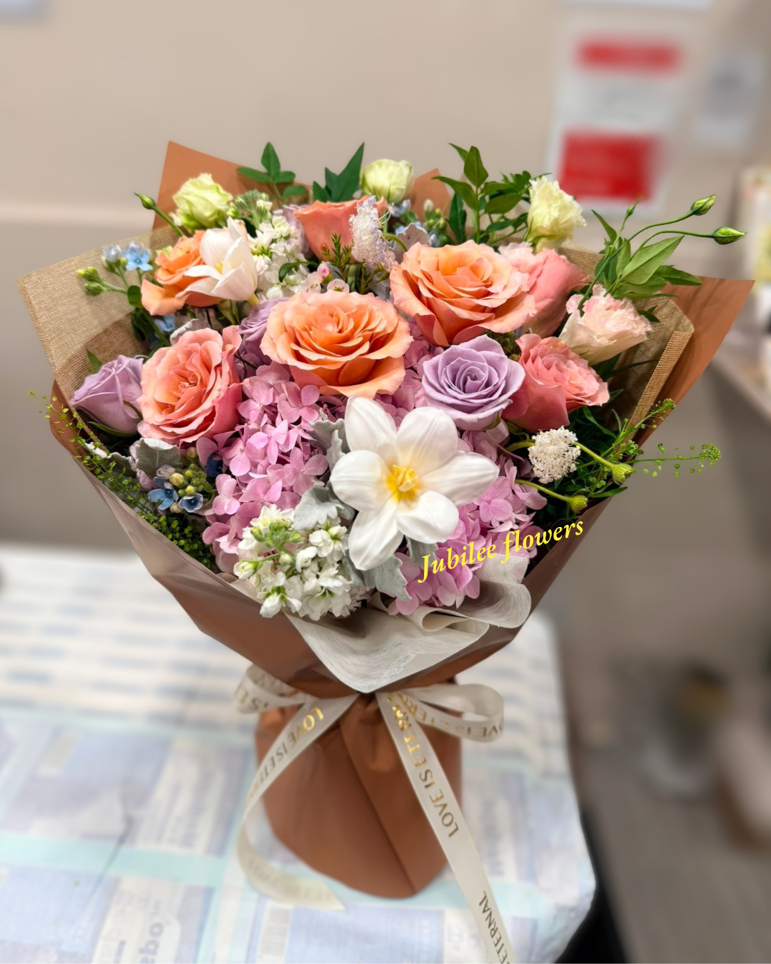 粉繡球 · 玫瑰混搭花束