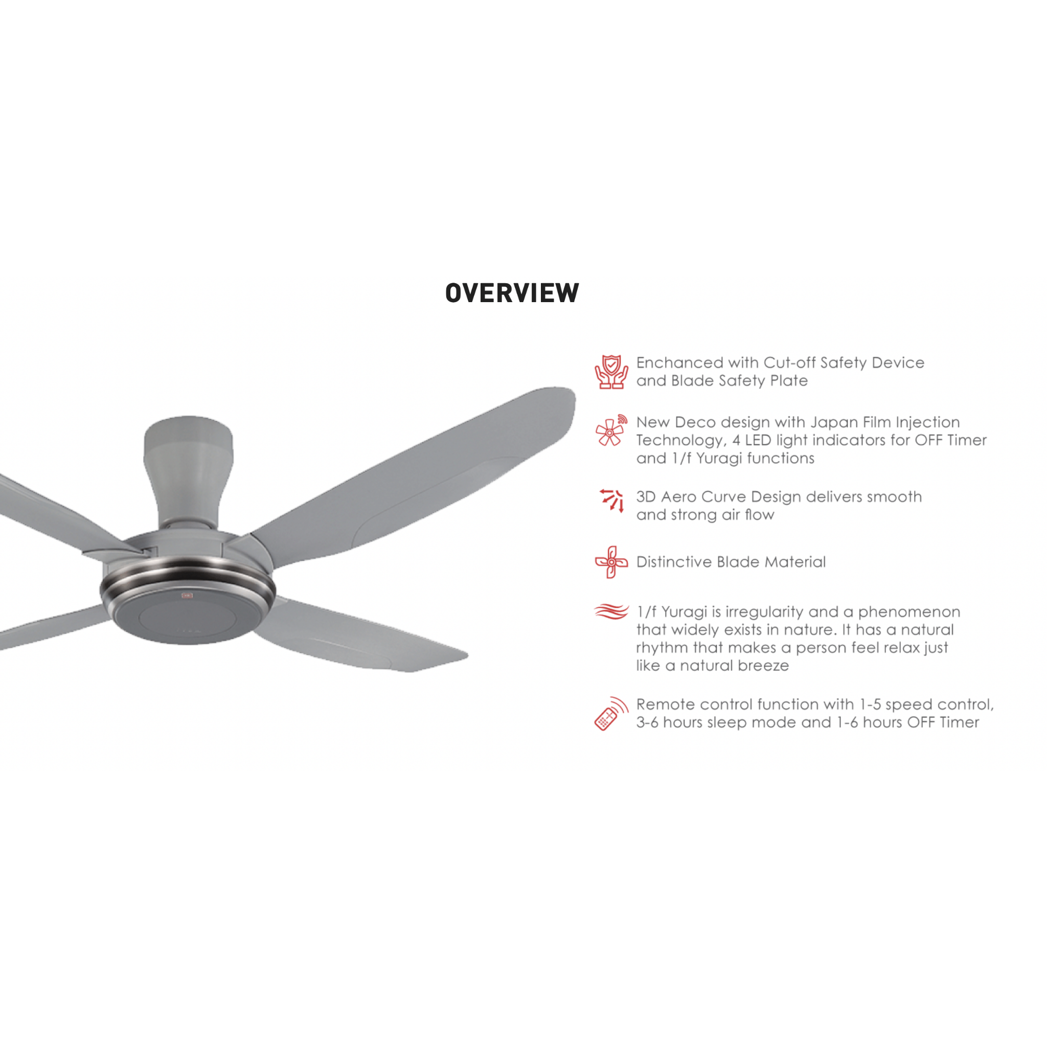 KDK 56" 4-Blade V-Touch Junior Remote Ceiling Fan K14Y2