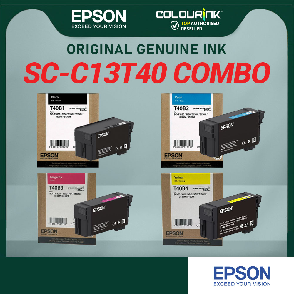 Epson T40 Genuine Ink Black 80ML Cyan Magenta Yellow 50ML for Surecolor SC-T3130N SC-T3130M