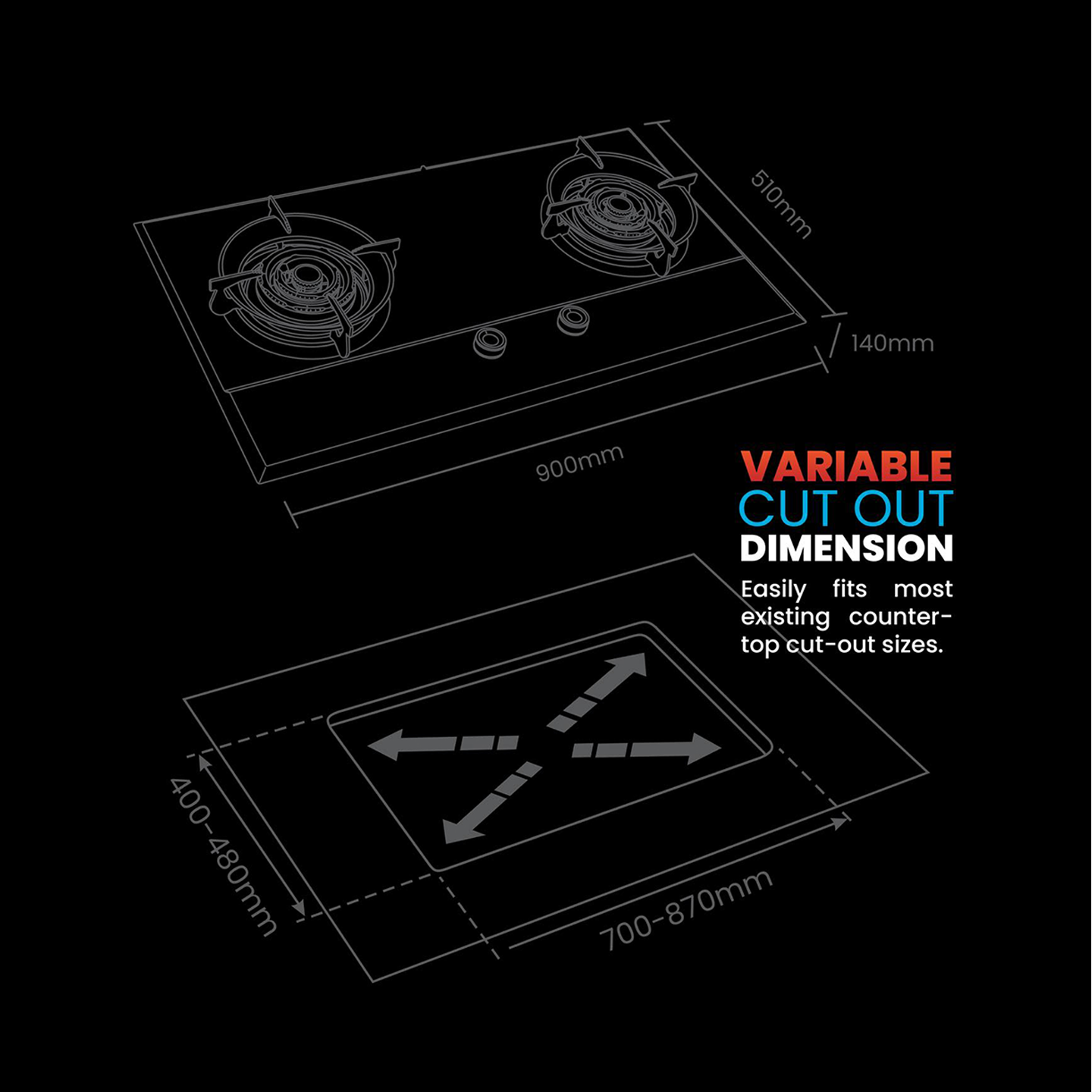 Milux Stainless Steel Built-in Hob (MGH-S9022)