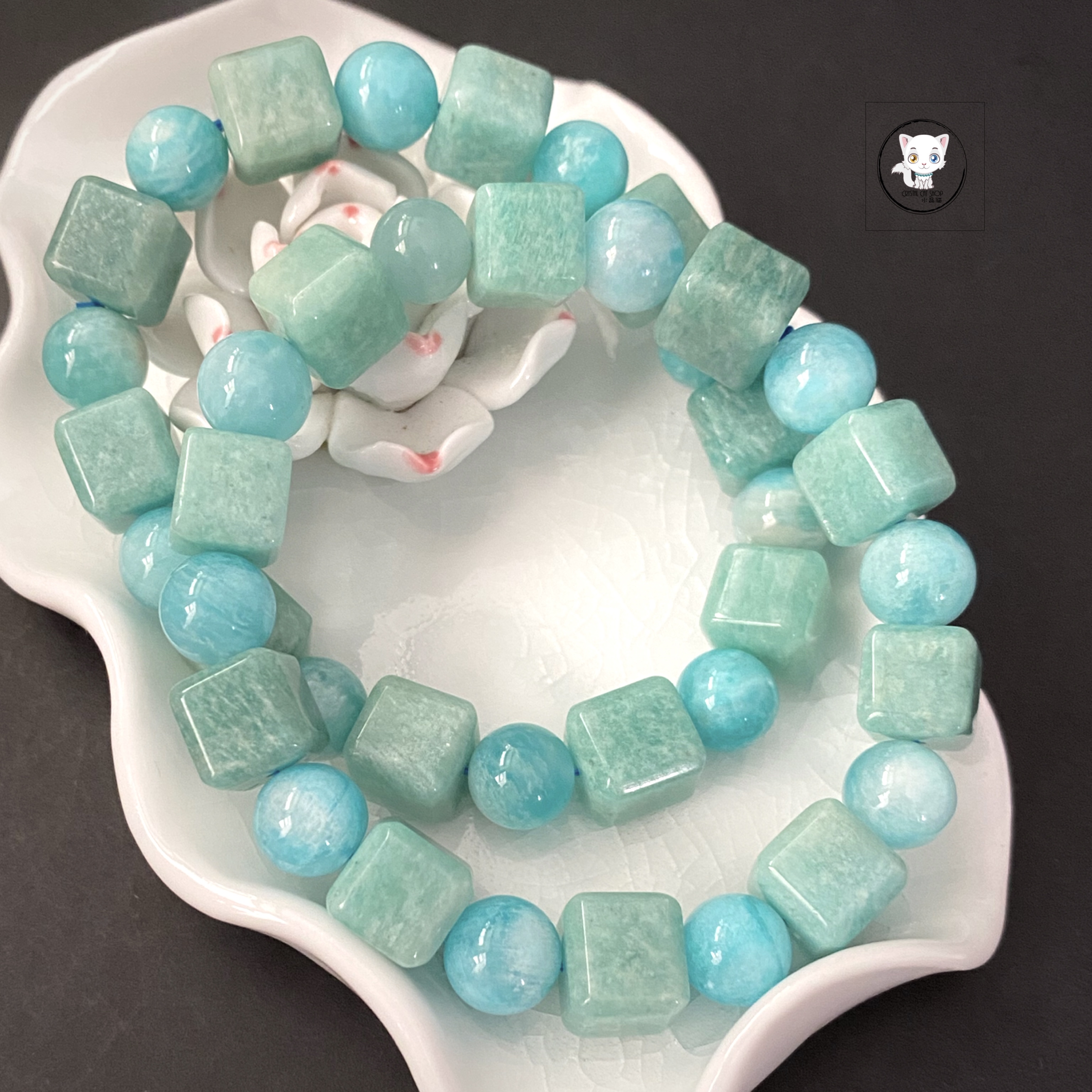 老礦天河石方糖手鏈 10mm