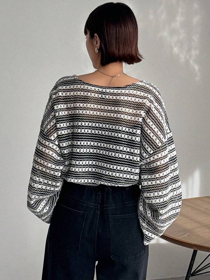 時尚條紋針織上衣