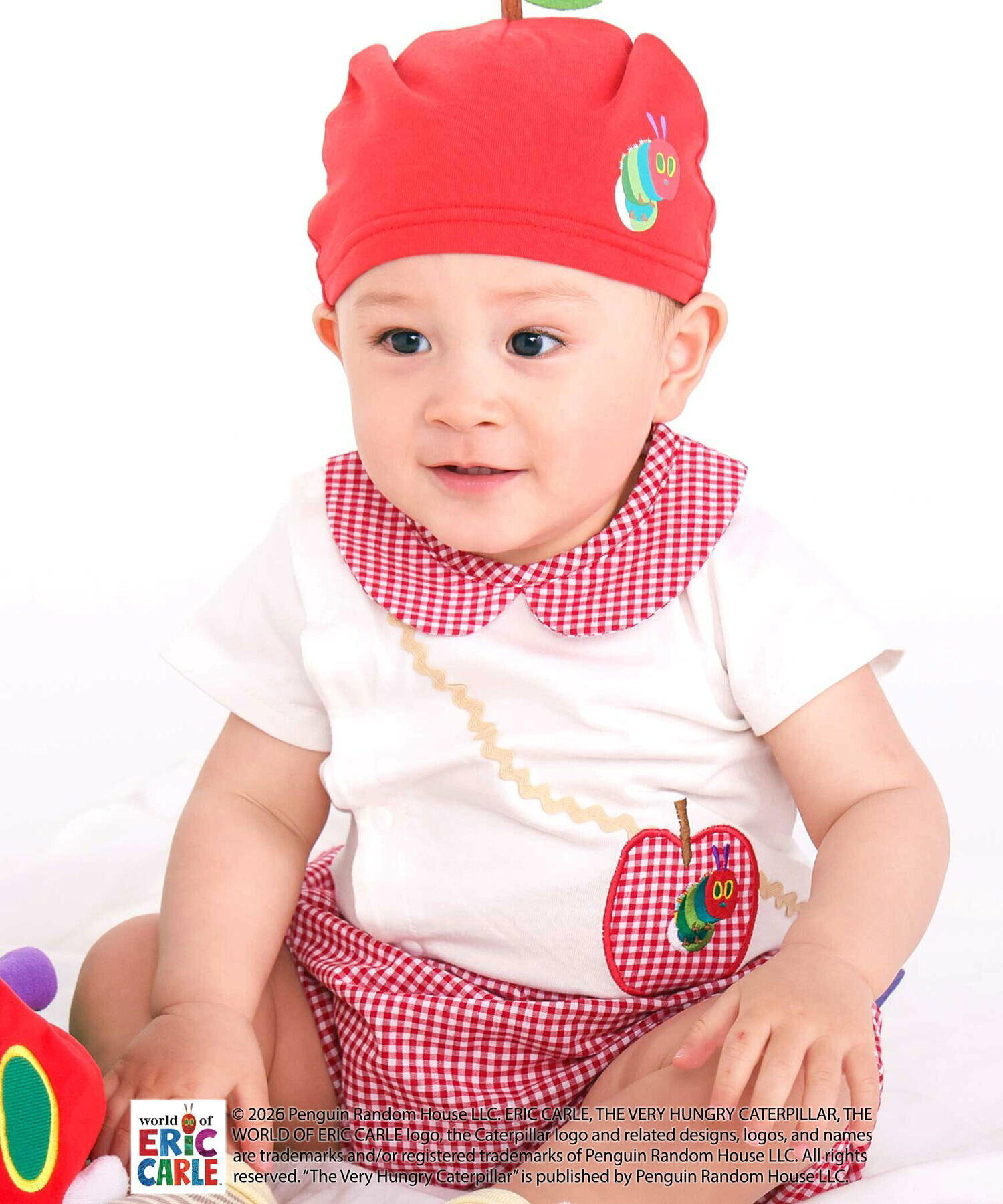 🇯🇵預訂 日本直送🇯🇵兩色好餓的毛毛蟲格紋條紋翻領短袖包屁衣