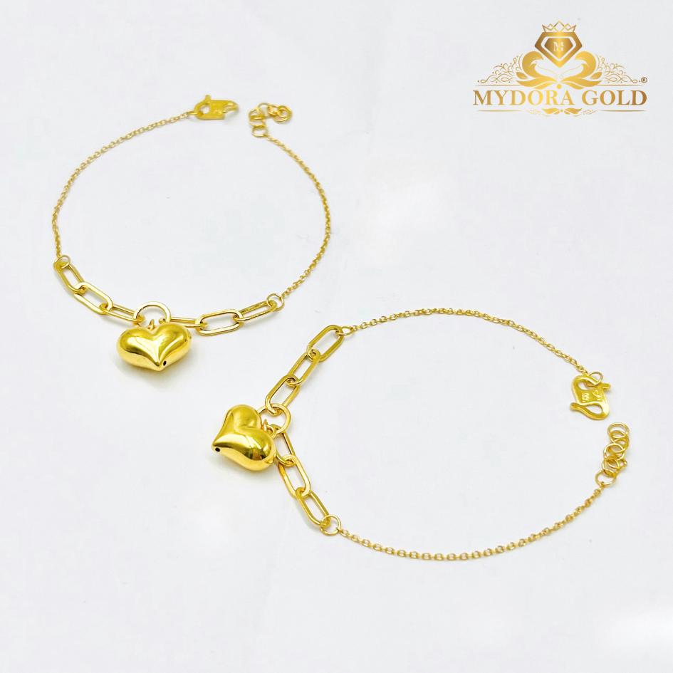 MYDORA Rantai Tangan Fesyen Sauh Paperclip + 1 Love Gemuk l EMAS 916/22K