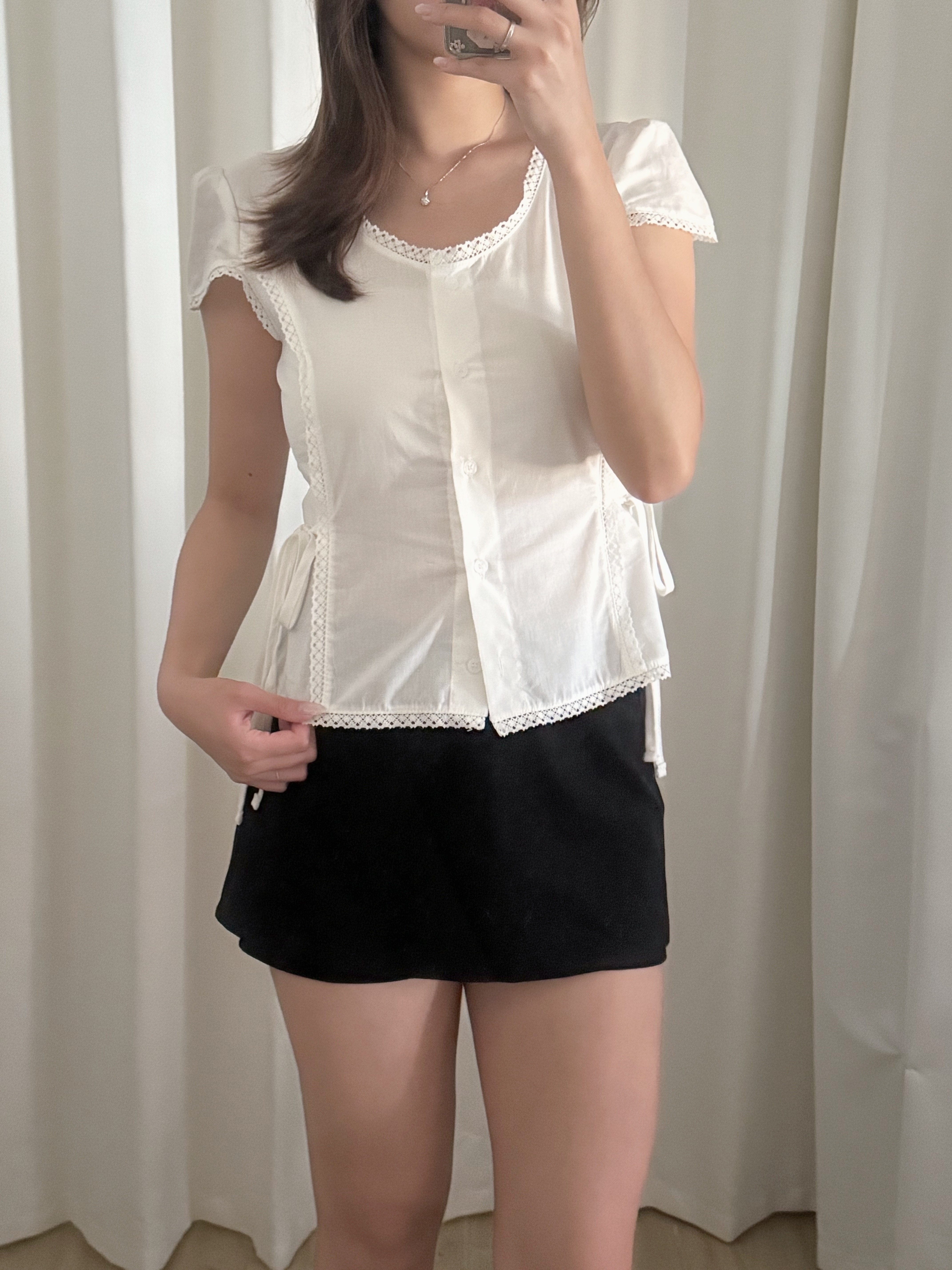 仙女Lace公主袖短袖上衣