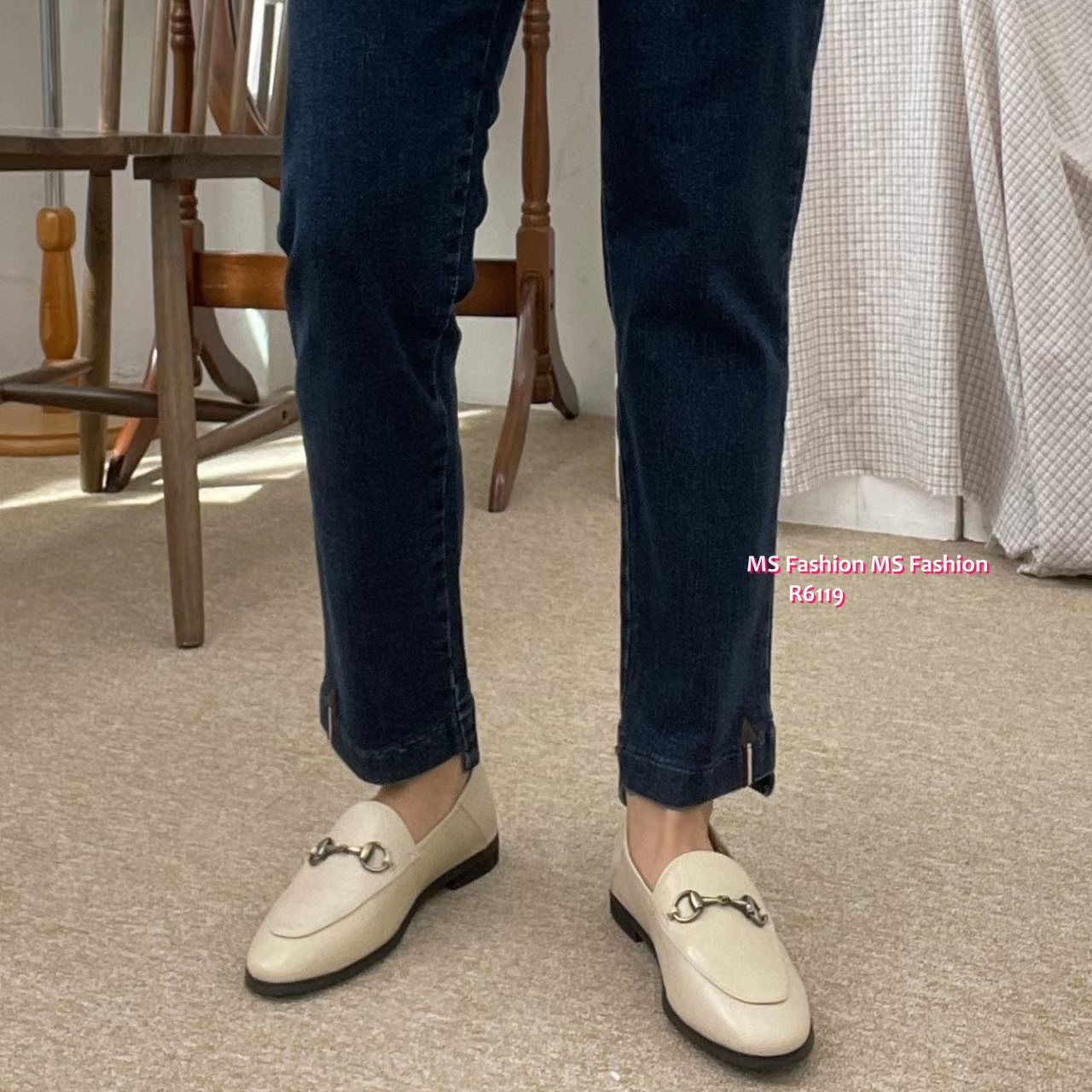 R6119 韓國🇰🇷古銅金扣真皮loafer鞋