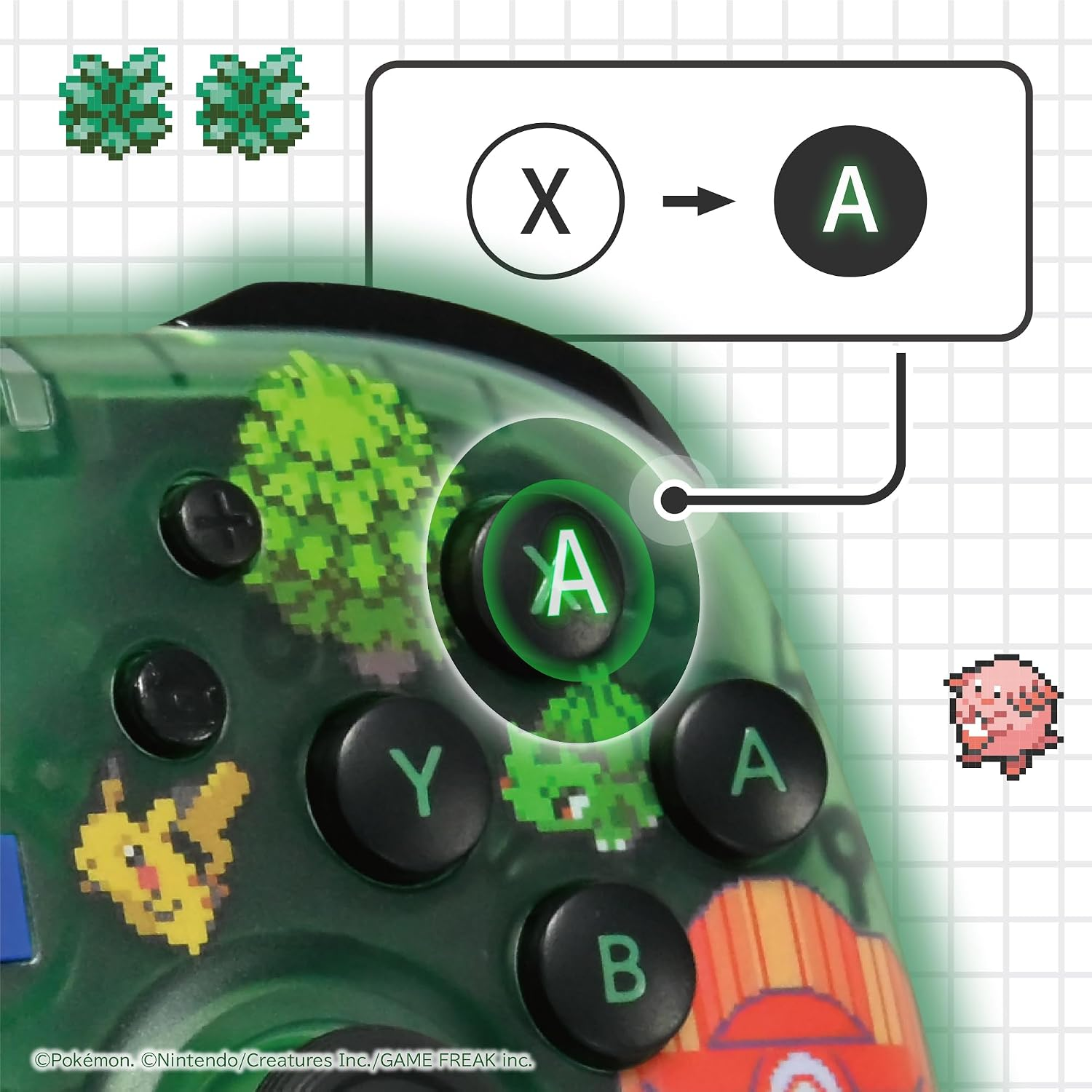 【預售 9月】SW2 HORI 有線控制器 TURBO 青春版 [寶可夢像素風綠] / Wired Controller TURBO Youth [Pokemon Pixel Art Green] NSX-229 PO0972