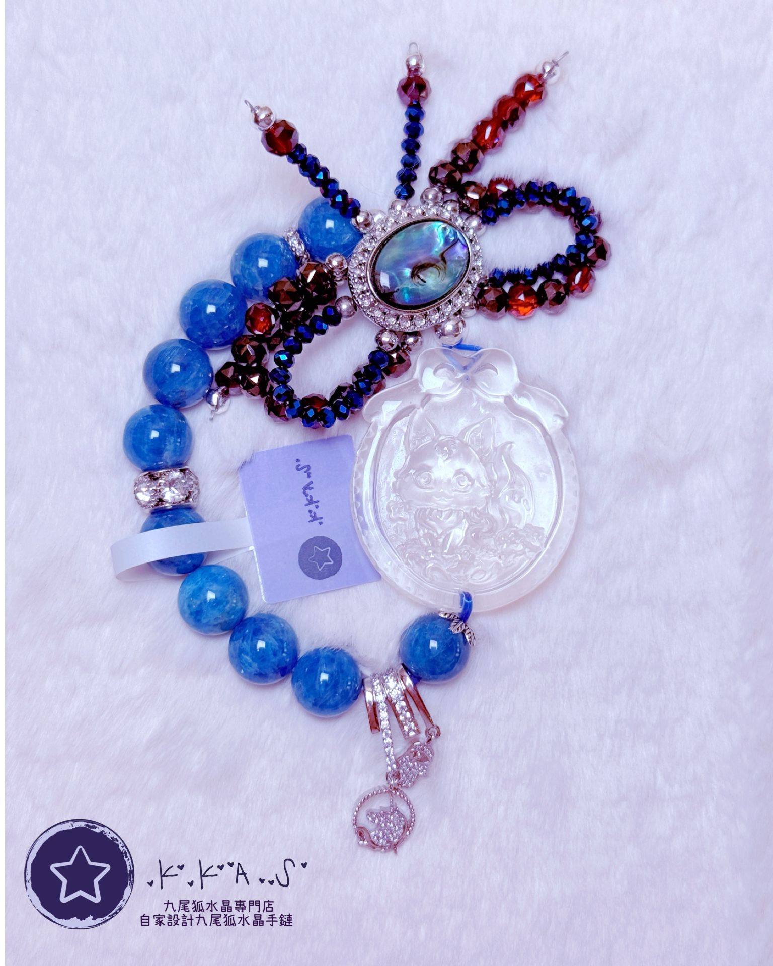 K00049 白水晶狐女孩 自家設計手鏈