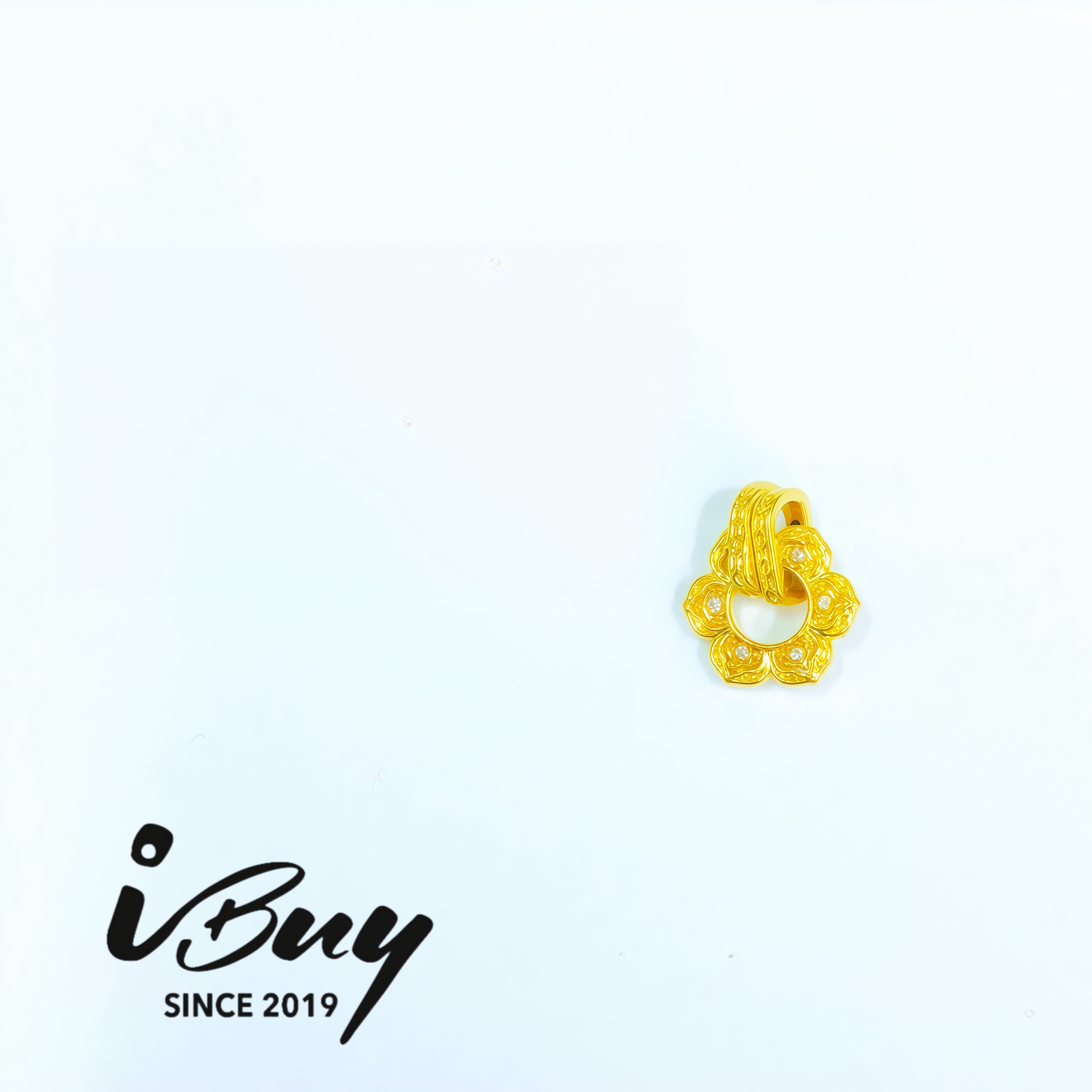 999 GOLD INLAID FLOWER BEAD 999 金 镶嵌花花串咀