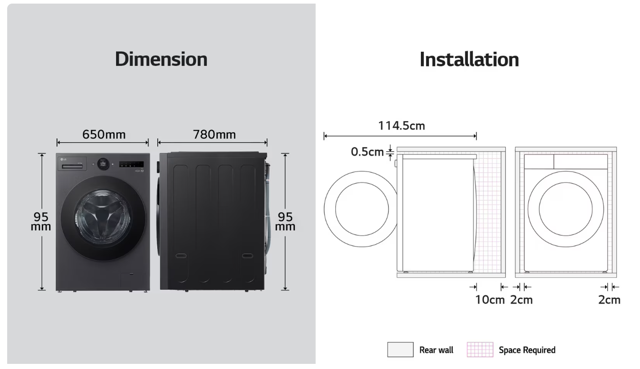 LG 20/10kg Front Load Washer Dryer (F2520RNTKA)