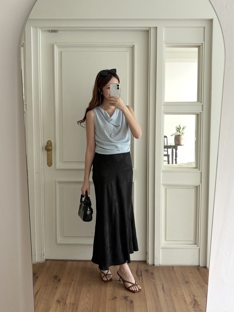Draped Sleeveless Top (Blue)