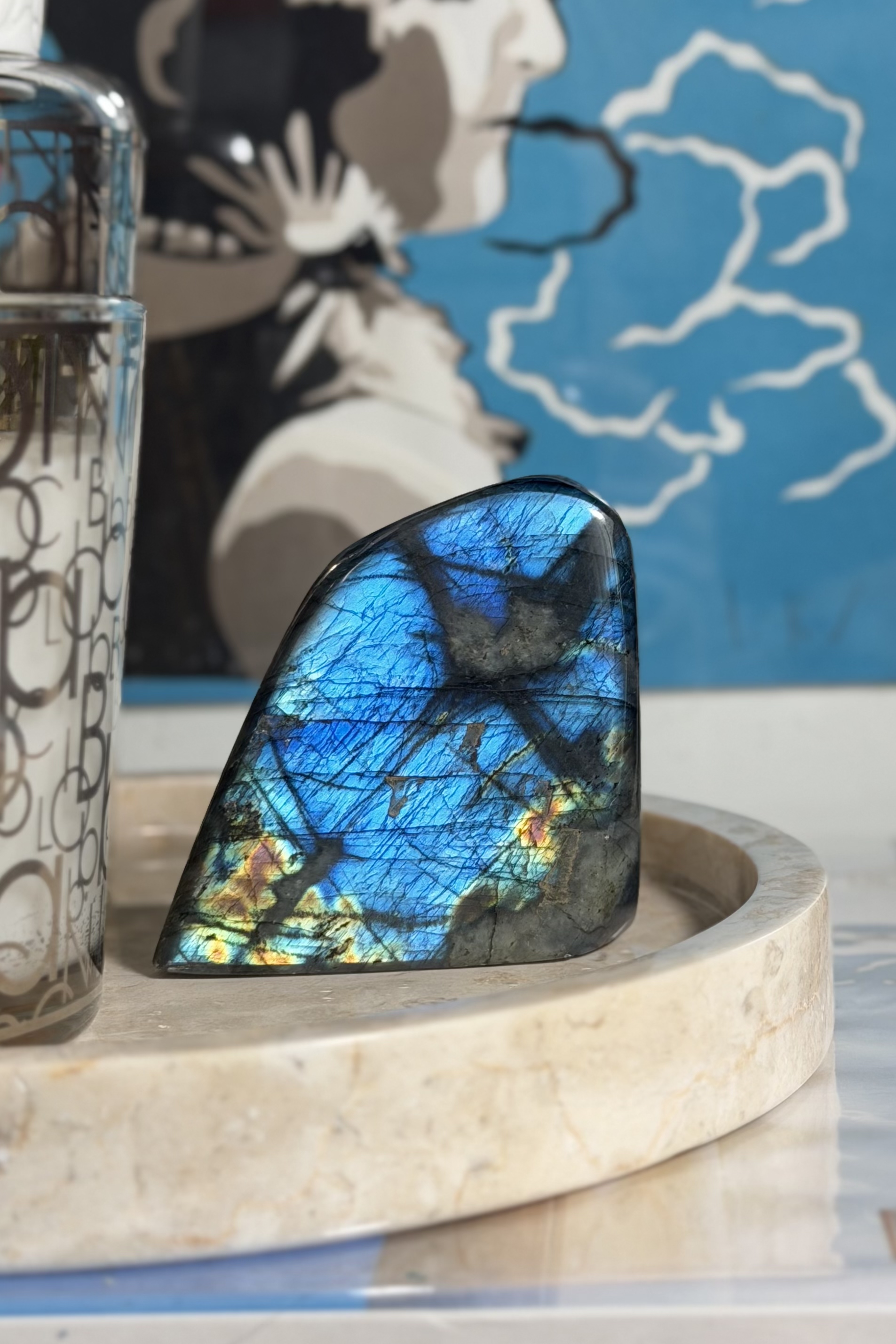 ༒226g 6.6cm幻彩光拉長石擺件༒LA.0484C5-RA*1em>