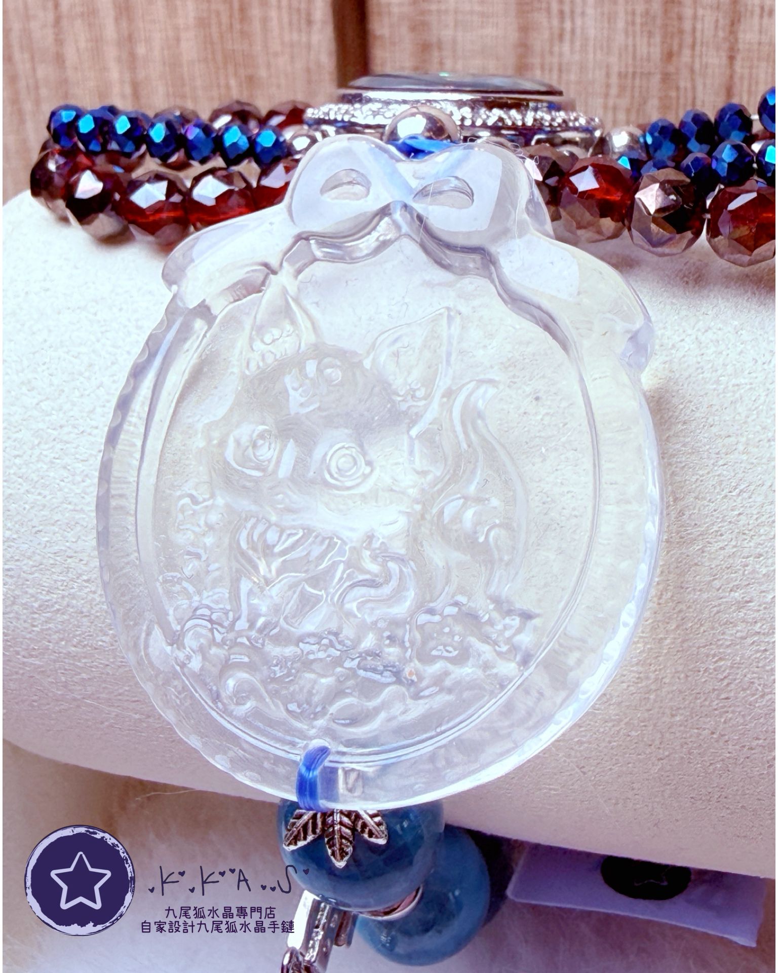 K00049 白水晶狐女孩 自家設計手鏈