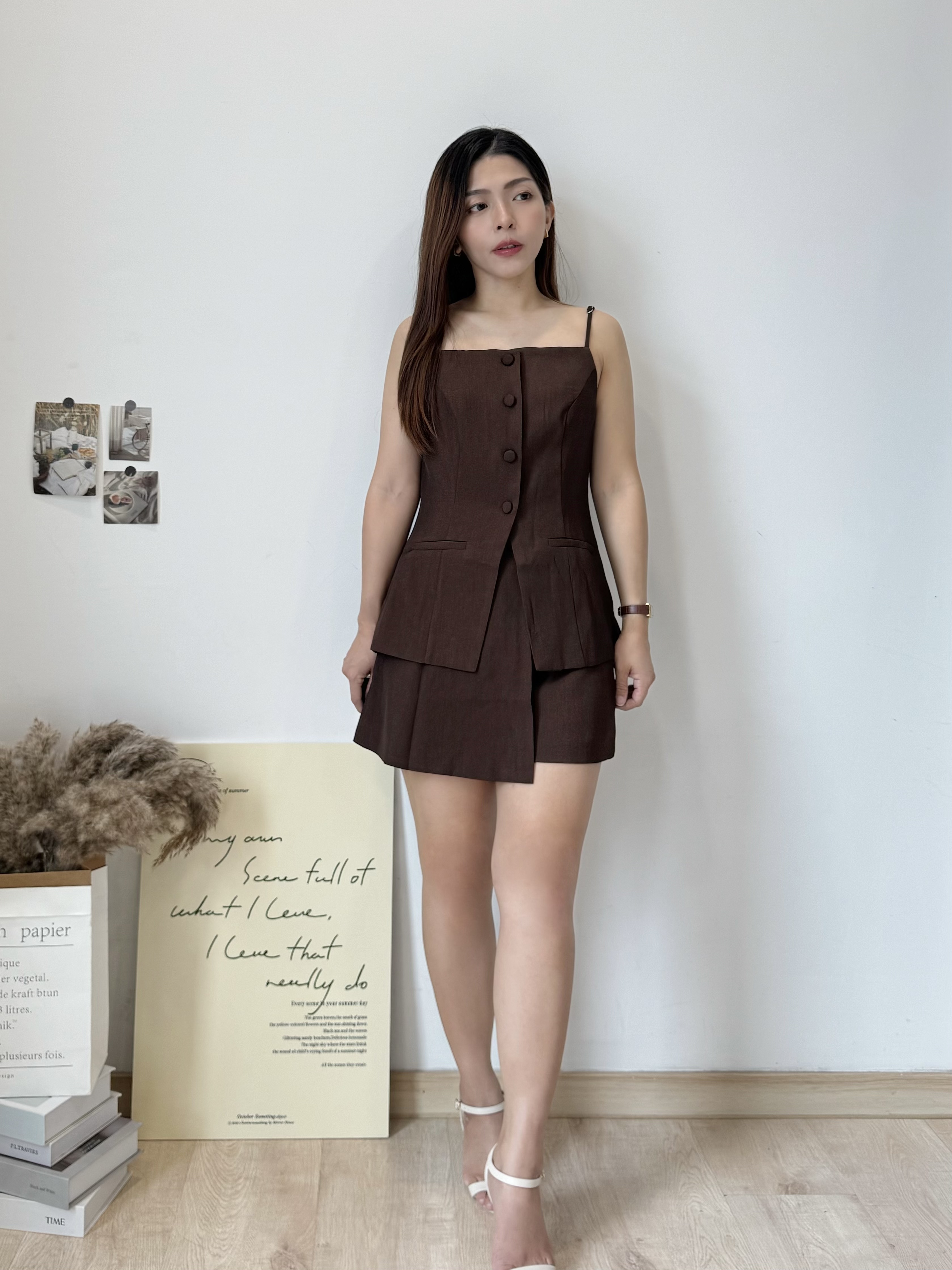 French Tailored Cami Set 法式收腰吊带西装裤裙套装 ( 3 colours )