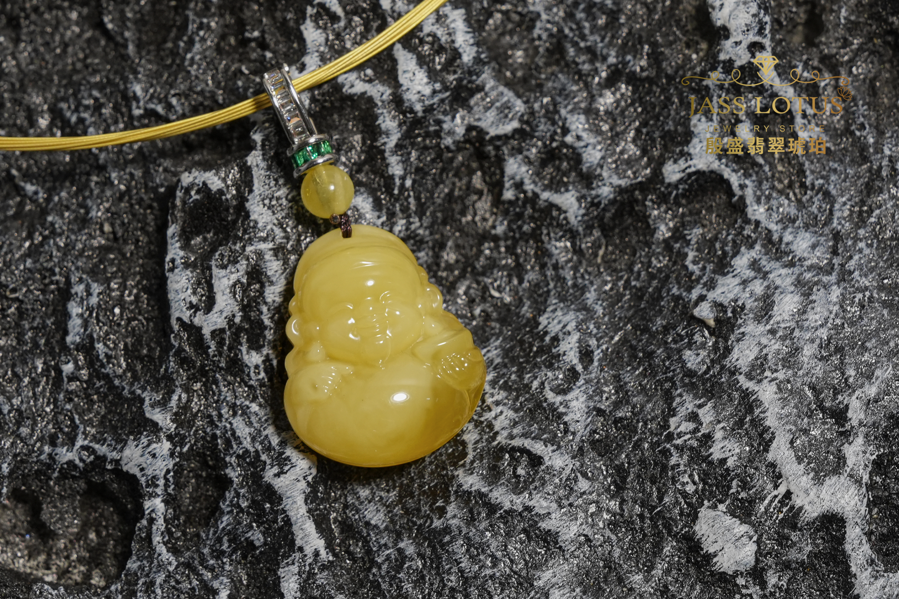 俄羅斯天然蜜蠟財神吊墜