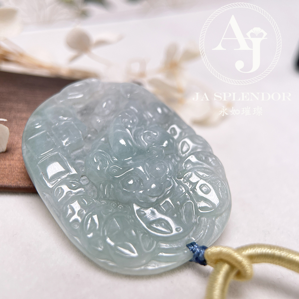 JN-1544 天然翡翠A玉 冰糯晴綠招財鎮宅貔貅挂件