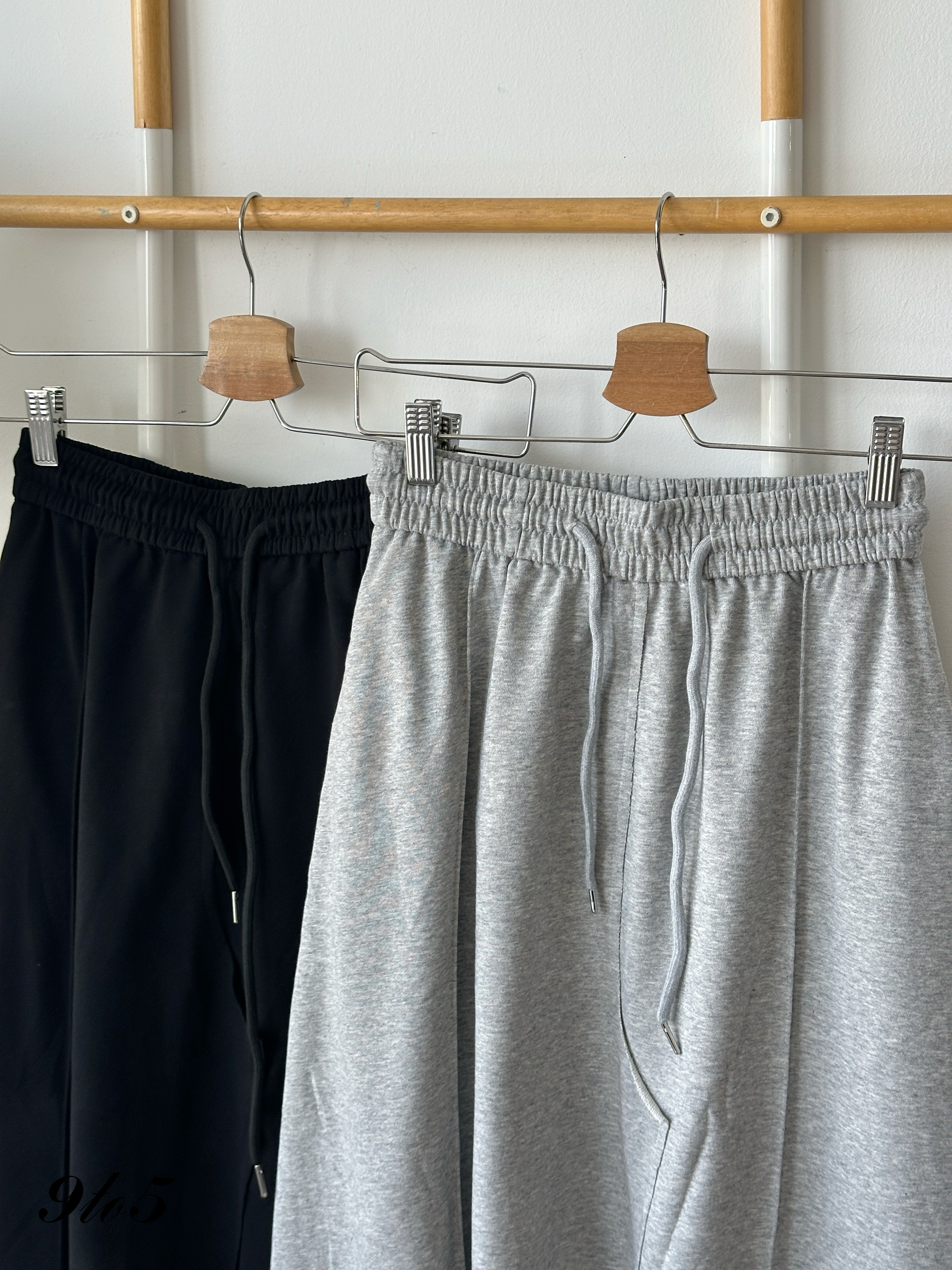 S1921 Drawstring Long Skirt - Black & Grey
