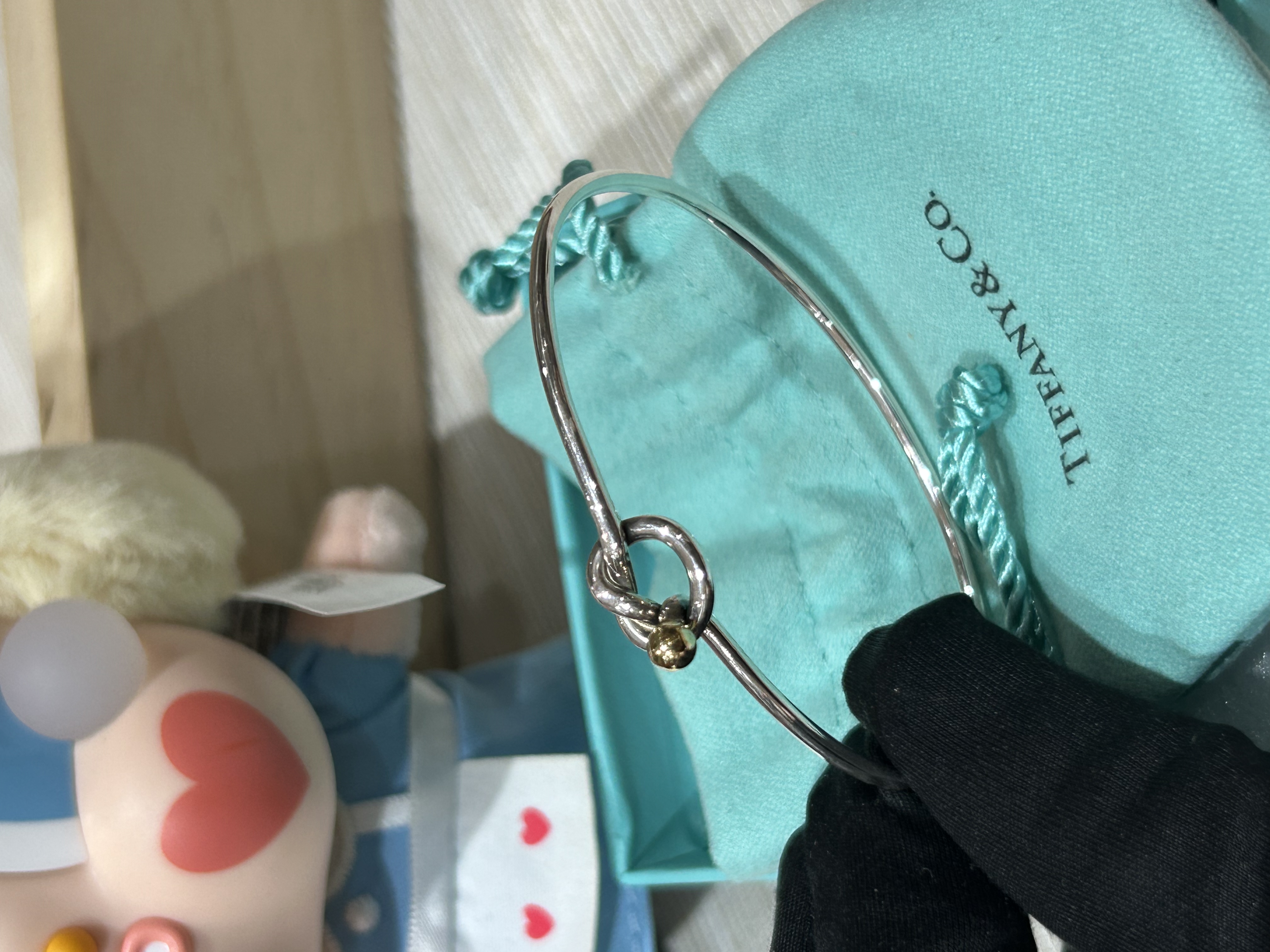 TIFFANY & Co. Bracelet Love Knot Hook & Eye Bangle Silver 925 18K Yellow Gold,100%Authentic,98%new ✅Dust bag✅Box