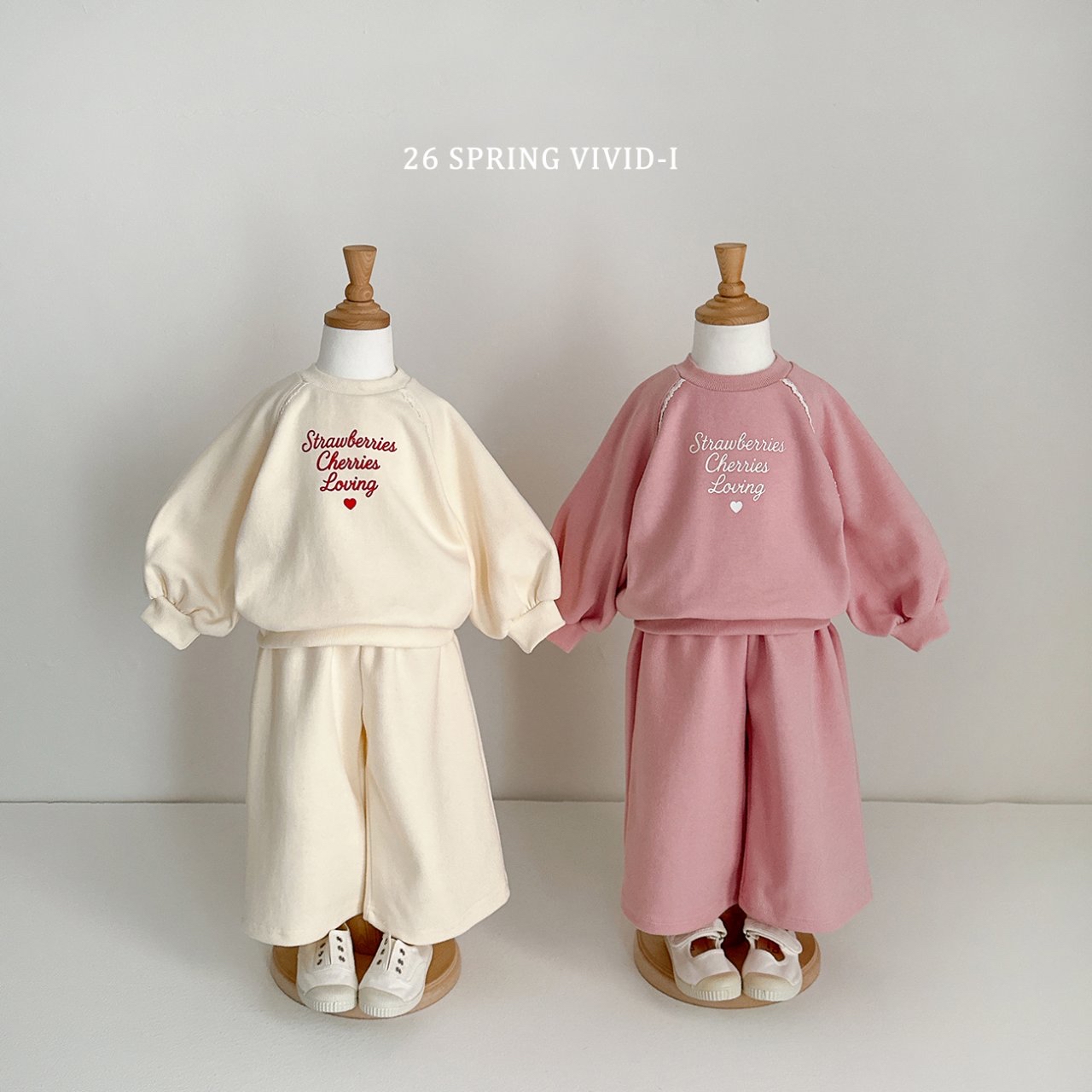 🌸預訂 韓國直送🌸🇰🇷VIVIDI三色英文印花蕾絲泡泡袖上下套裝