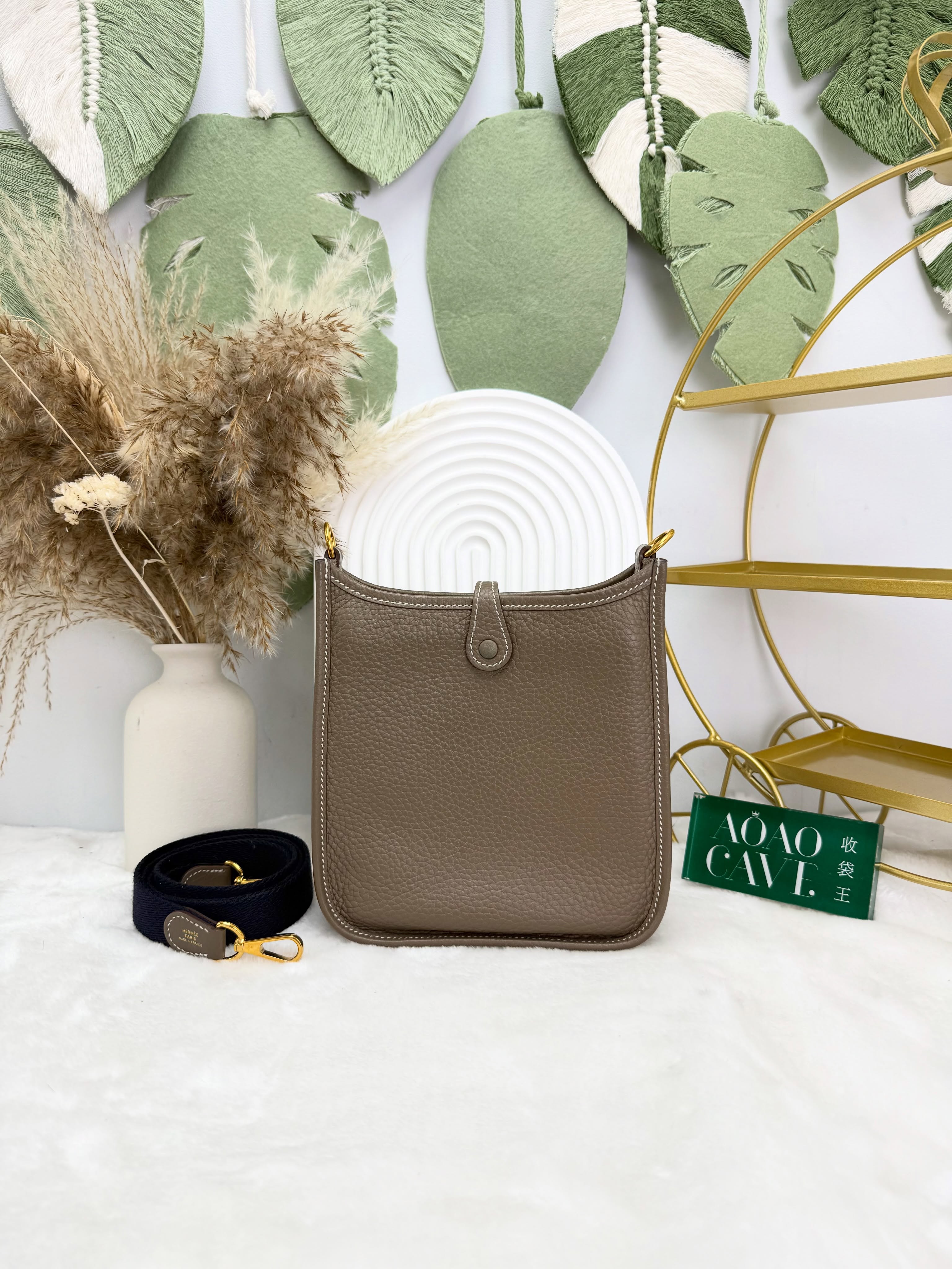 Hermes👜 PRE OWNED 🛍️🤎大象灰 mini e Y stamp 全套有單