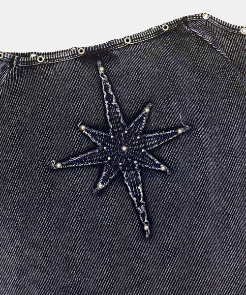 Viper Cotton Rib Asymmetric Top - Blue