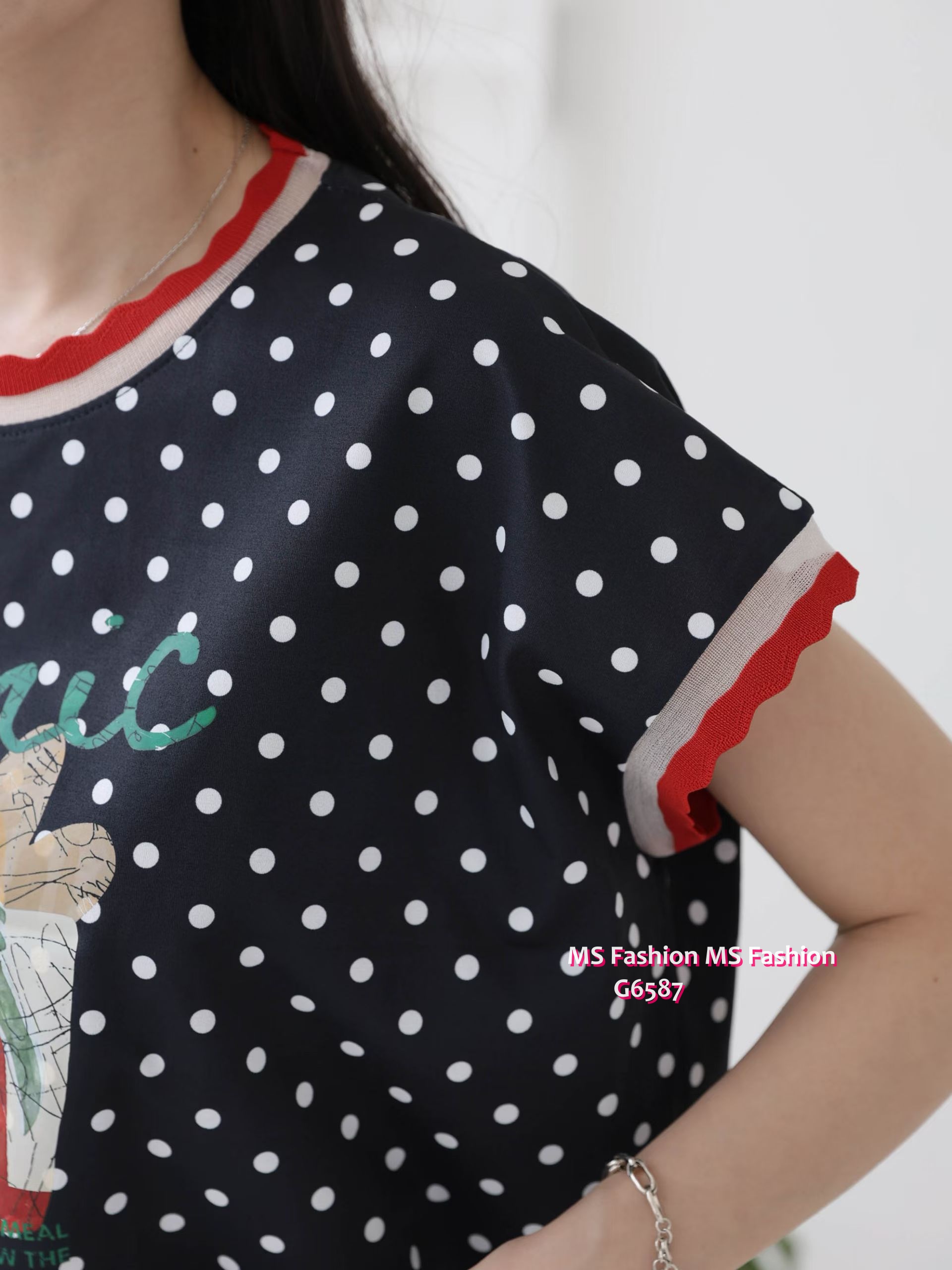 G6587 靚print波點top