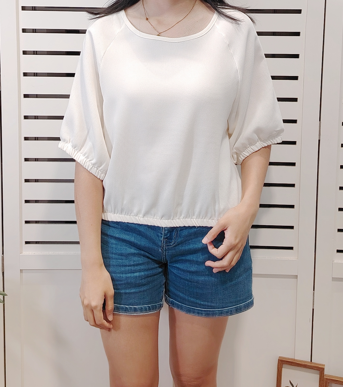 2047 Waffles 3/4 Sleeve Blouse
