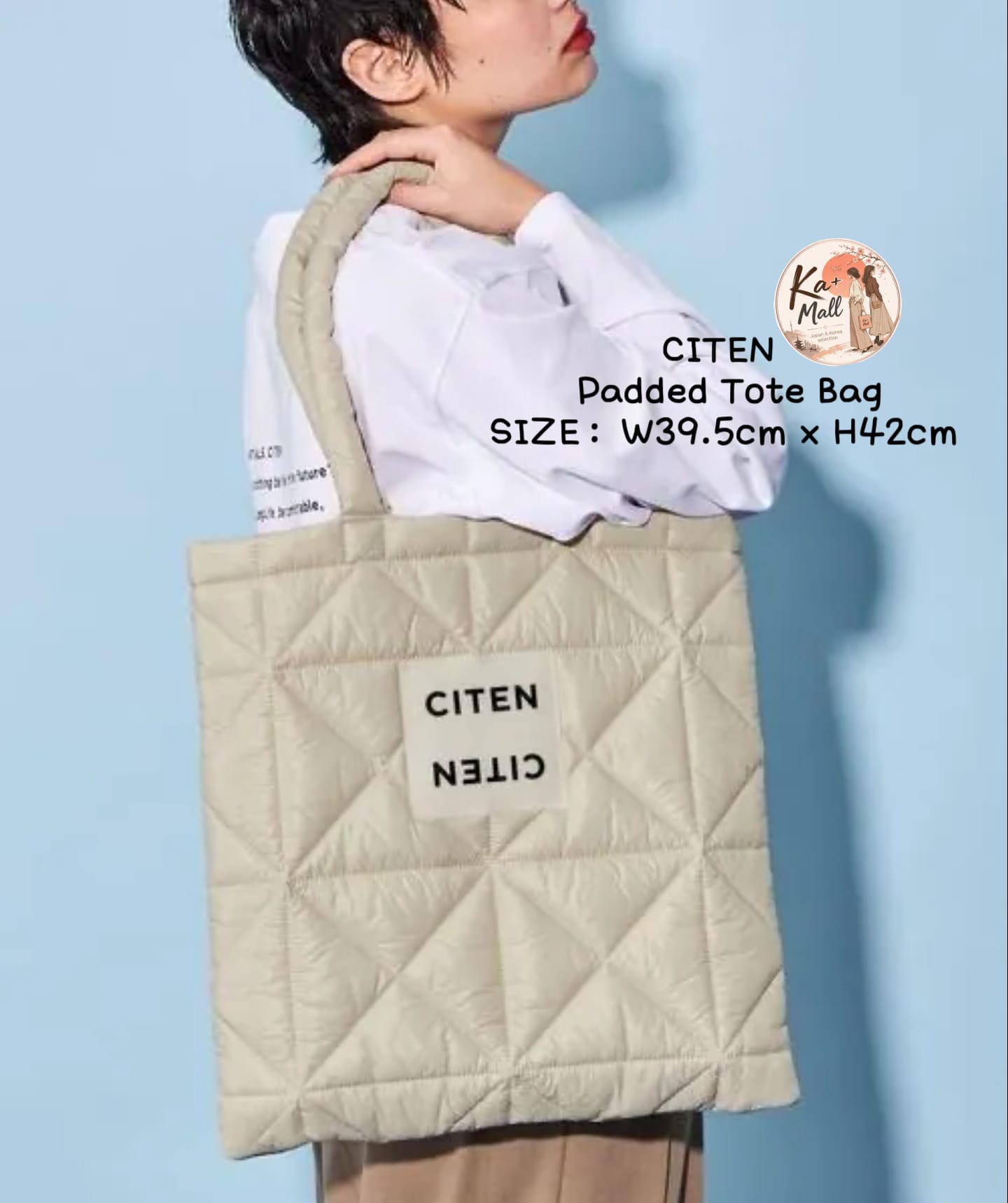 CITEN 菱格紋鋪棉托特包 (W39.5cm x H42cm) 多色可選