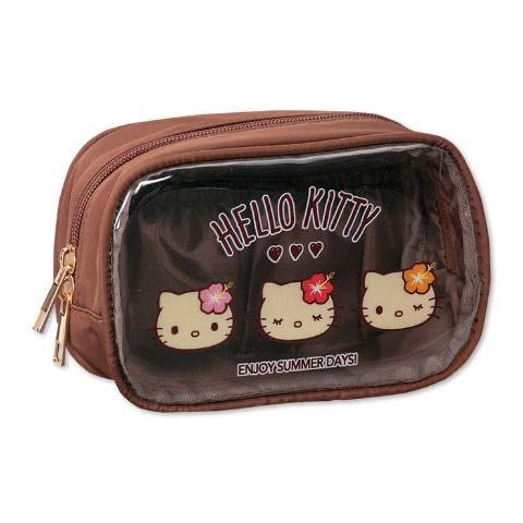 日本直送Hello Kitty黑皮化妝袋