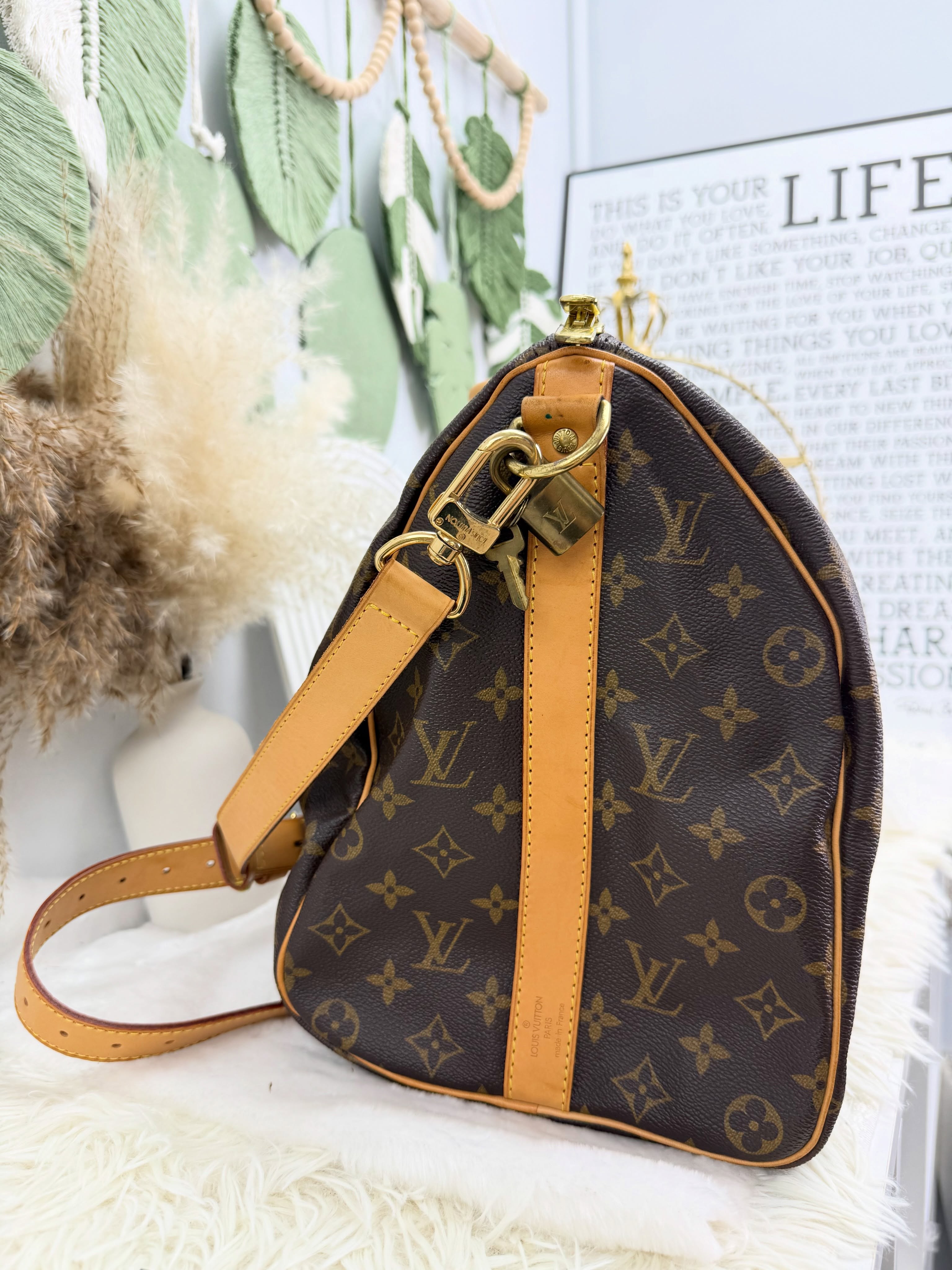 LV🤍PRE OWNED 💼啡色老花keepall45 有塵袋🤎