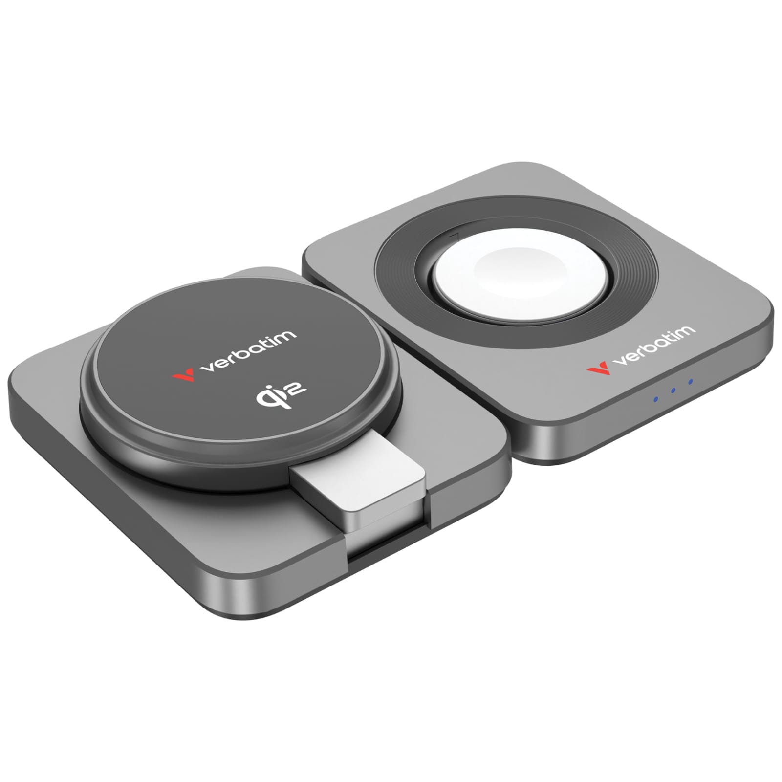 Verbatim 3 合 1 無線充電器：15W 磁吸無線充電、5W 無線充電、2.5W 手錶充電