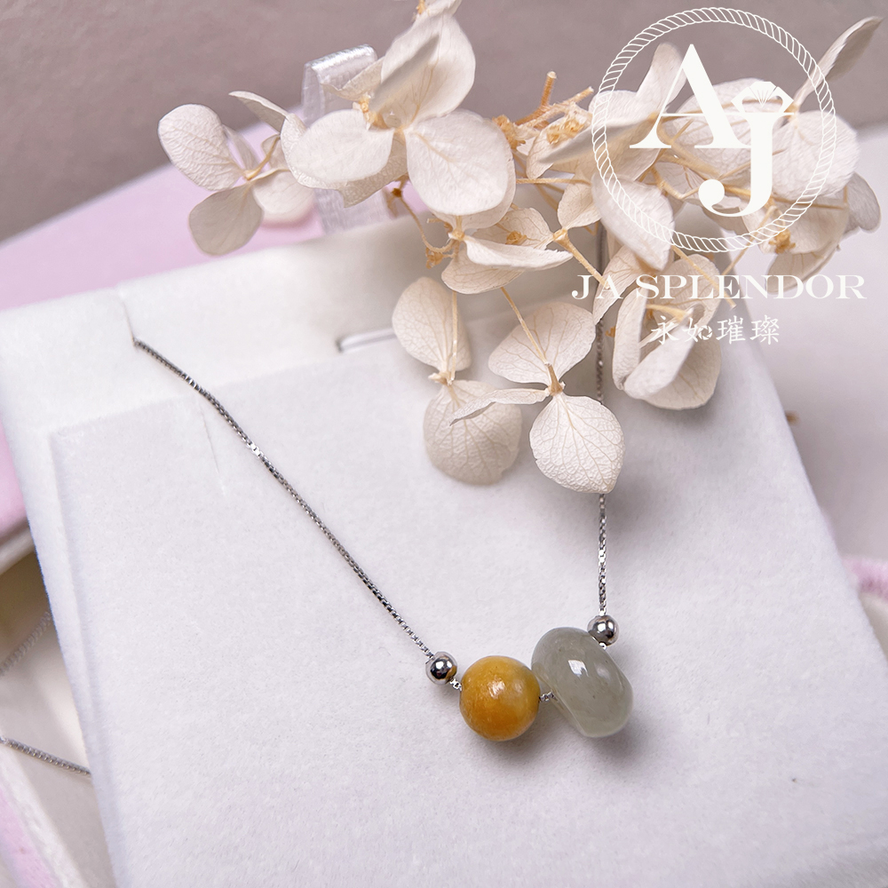 D-04E 天然翡翠A玉 招財幸運純銀項鏈