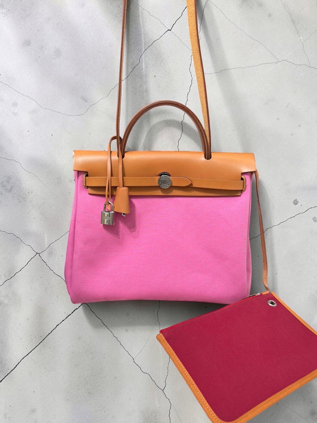 Hermes Herbag 31 Stamp Z Bubble Gum / Rubis / Nature 100%Authentic, 95%New ✅收據✅Key Lock✅Dust bag