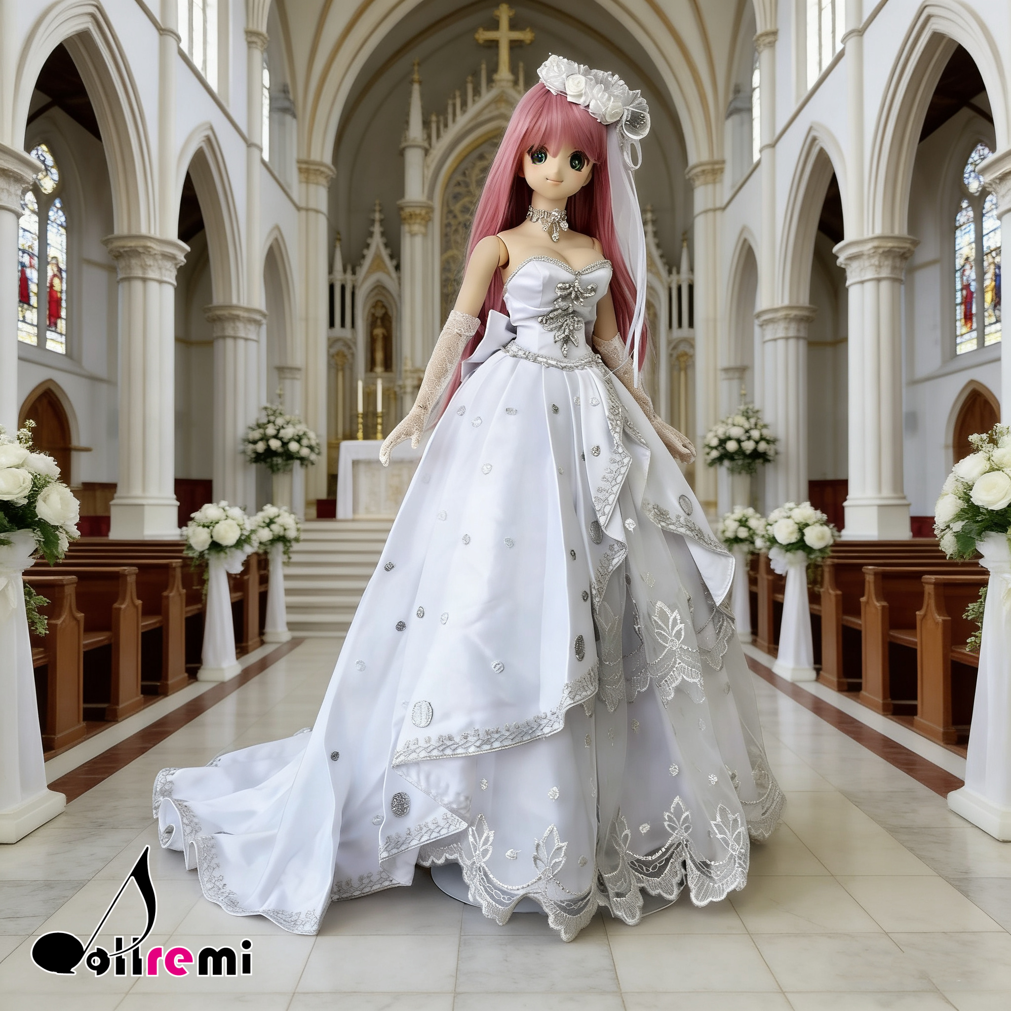 【dollremi】(DD0794) Off-the-shoulder weddingdress with a Court train 露肩式宮廷拖尾婚紗
