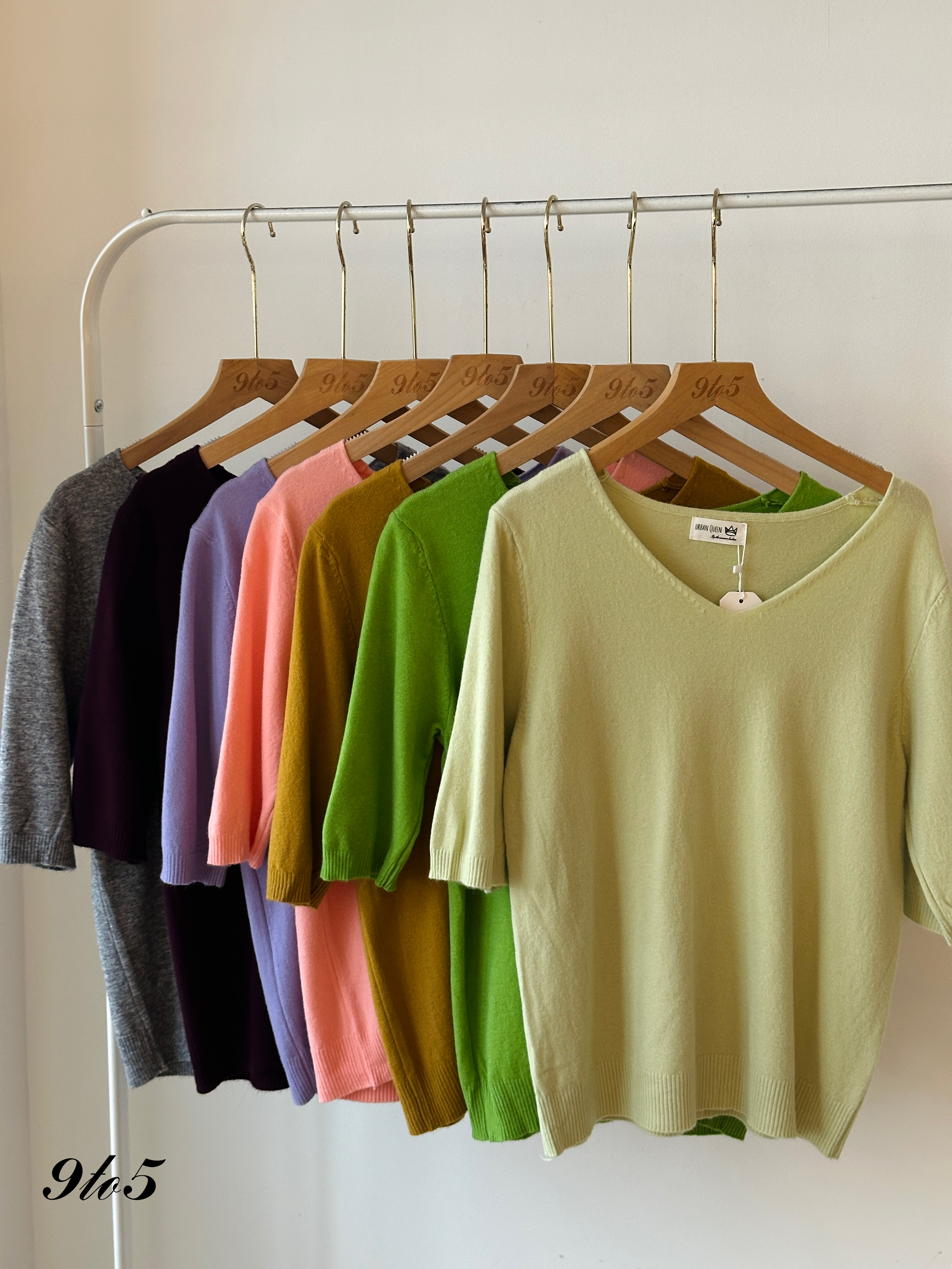 T3929 V Neck Knit Top - 7 Colors