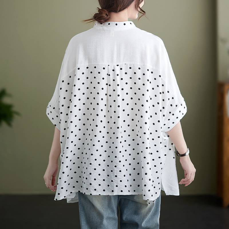 $110件、2件起$105件。✨2026減齡流行款｜波點拼接寬鬆上衣✨