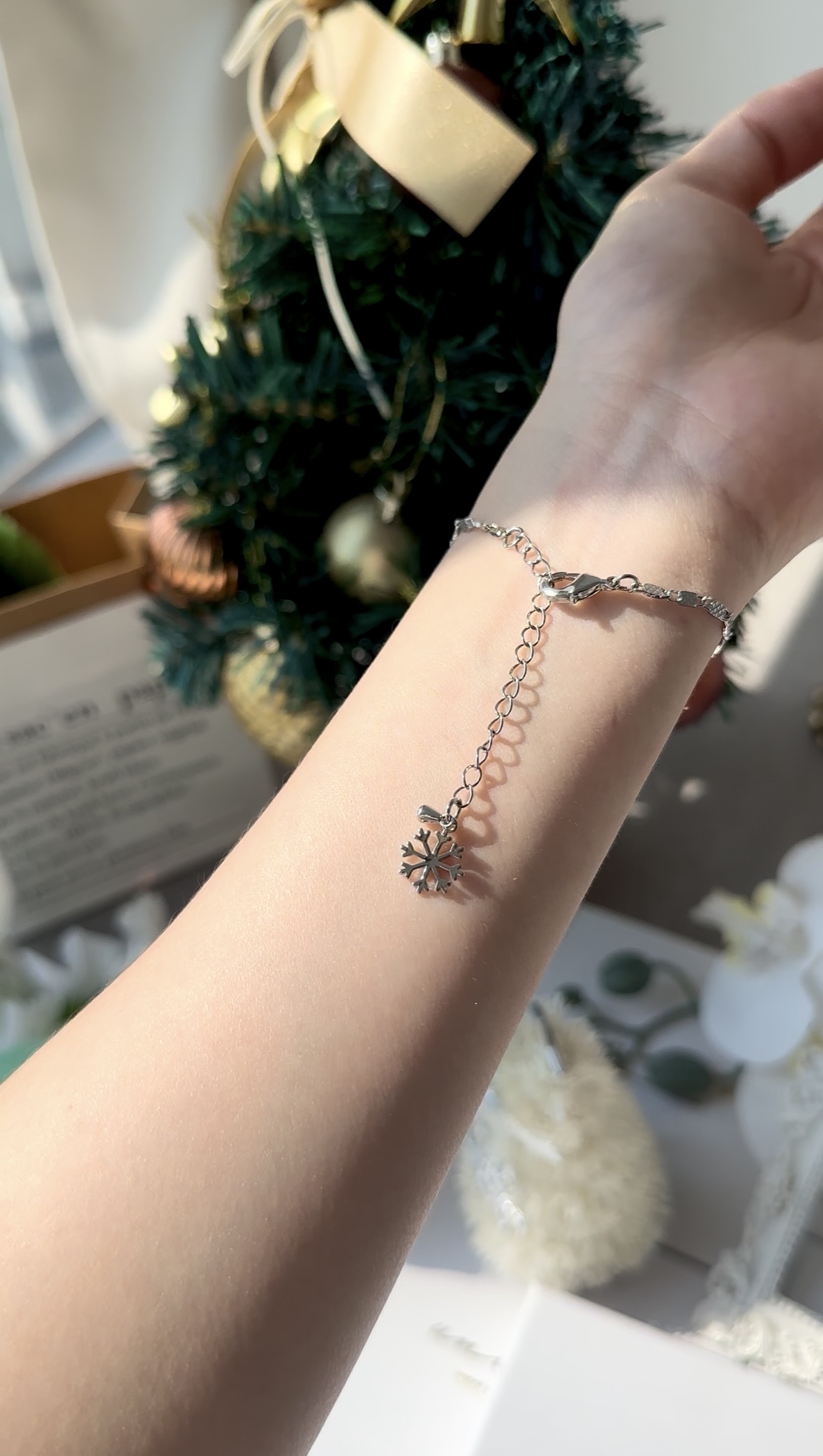 |🎄聖誕組合裝| 旋轉雪花鑽耳環(銀)❄️+珍珠雪花手鏈✨