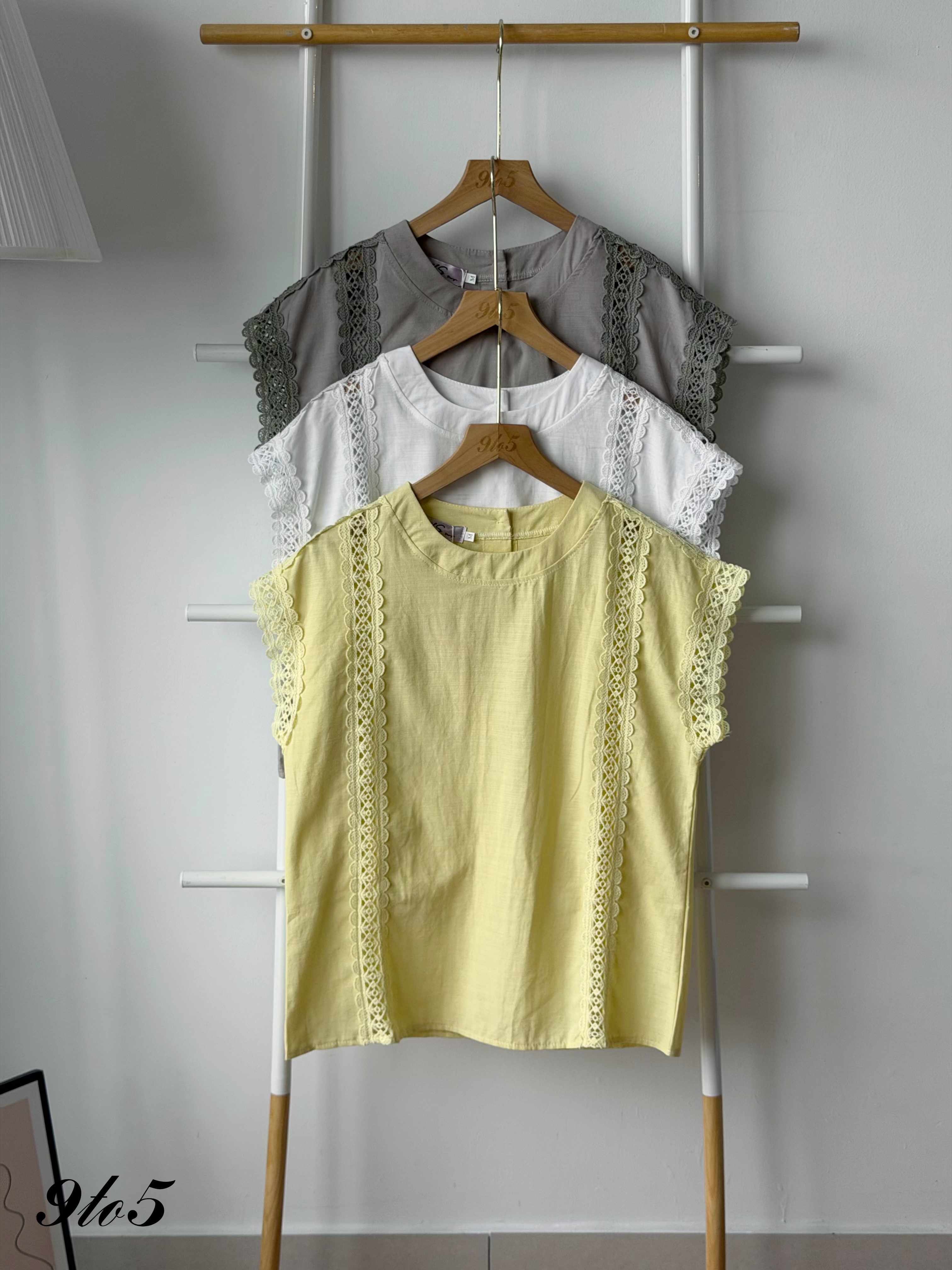 T4481 Cape Sleeve Lace Detailed Blouse - 3 Colors 