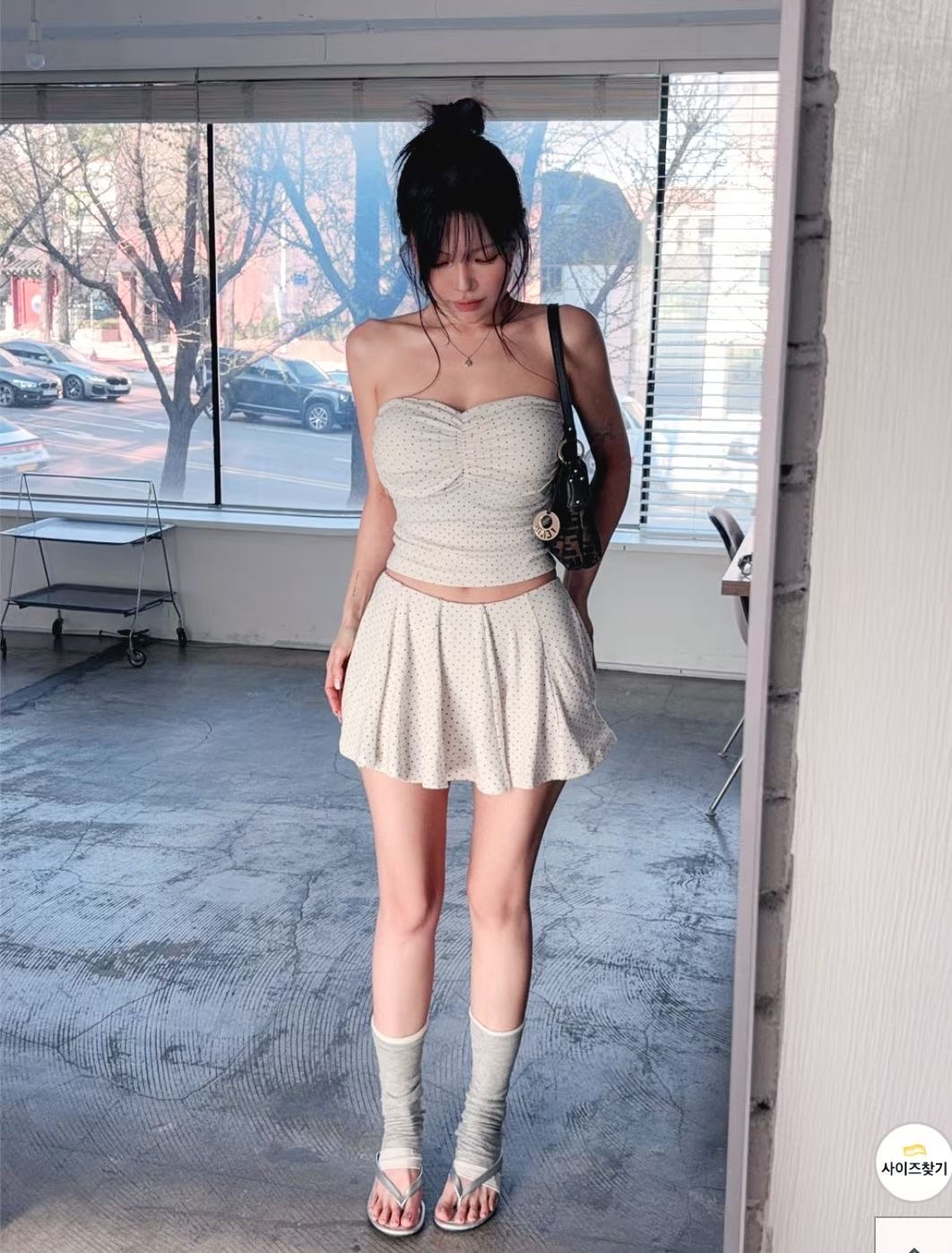 【 小胸女ATTENTION🕶️🔥 | 甜辣感配大熱波點元素～🖤心形領皺褶連PAD背心⋆˚ʚɞ】 Dot Dot Heart-neck Tube Bra Top(四色入)