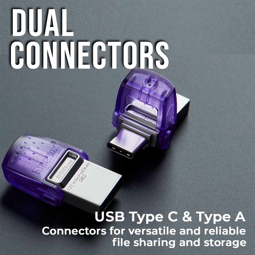 Kingston OTG DataTraveler microDuo 3C (DTDUO3CG3) with USB-A and Type-C Connection, Plug and Play (64GB / 128GB)