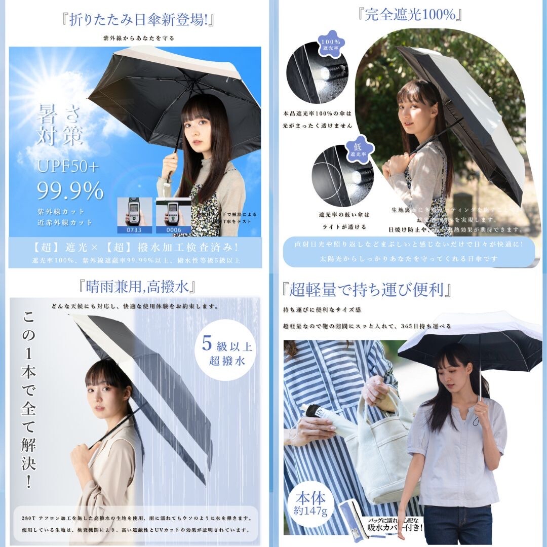 日本直送 Manclub 日傘 軽量 遮光 UVカット　晴雨兼用 ショートワイド 傘 超輕147g
