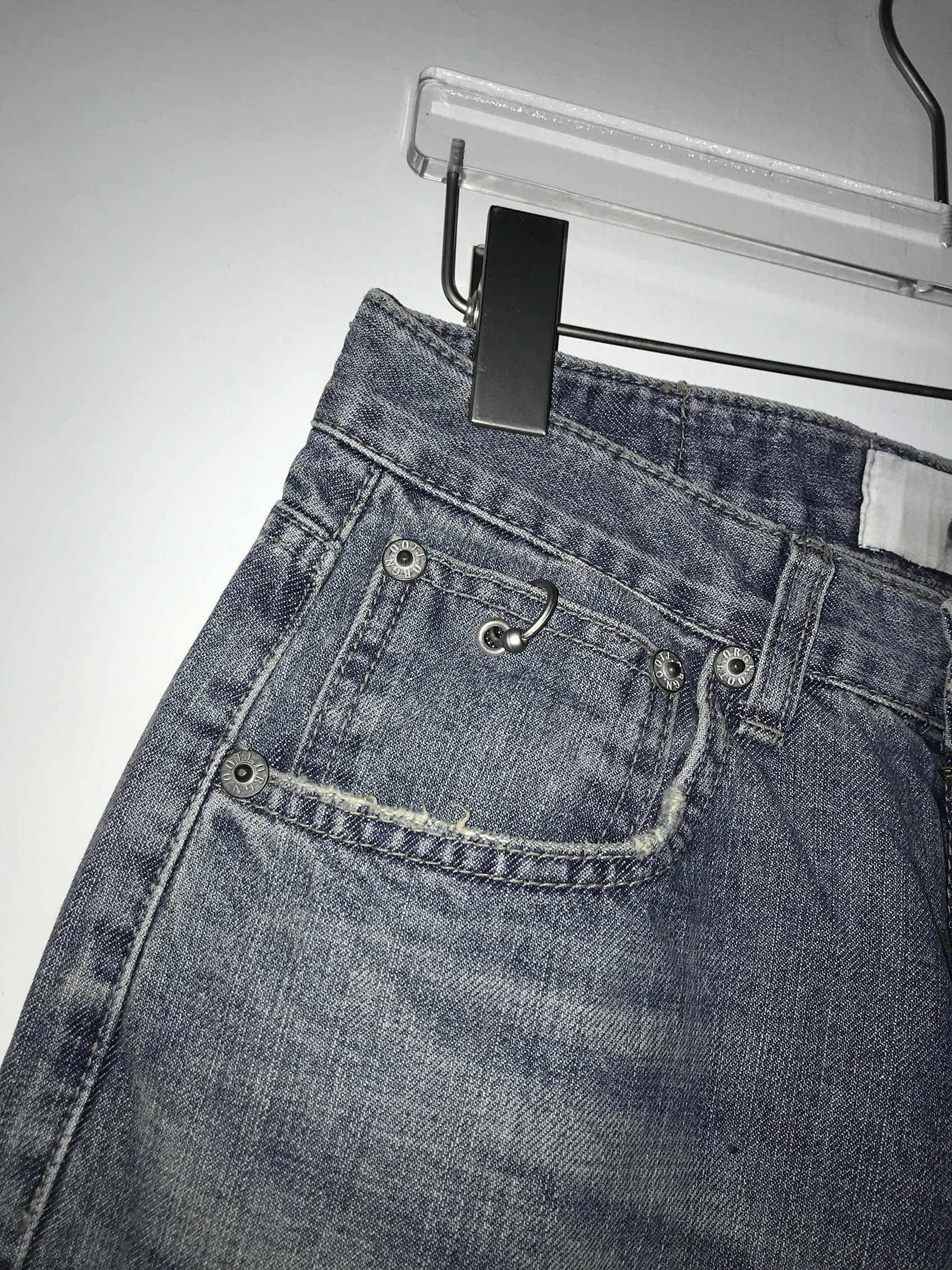 Metal Hook Washed Wide-Leg Denim