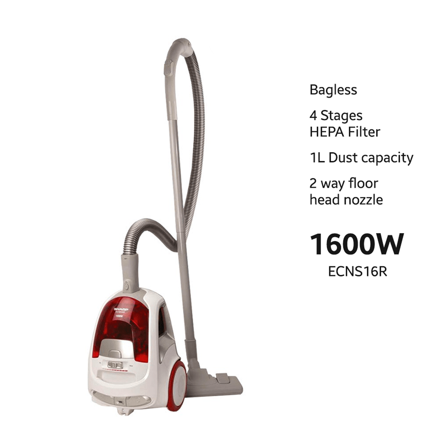 Sharp 1600W Bagless Vacuum Cleaner (ECNS16R)