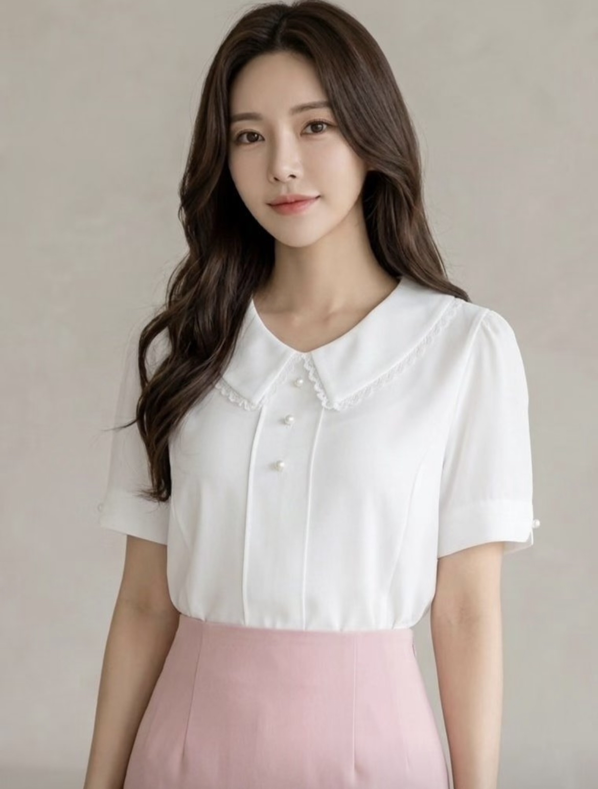 ❥ 公 主 排 鈕 雪 紡 襯 衫 。