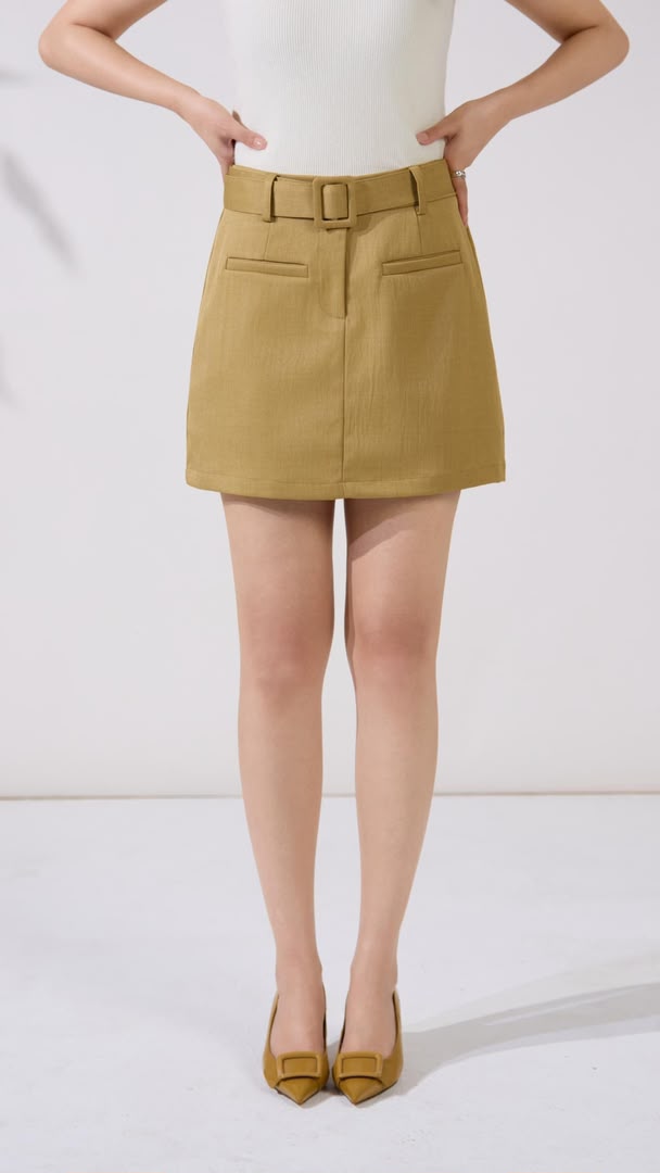 12141376 Olivia Belted A-Line Mini Skirt